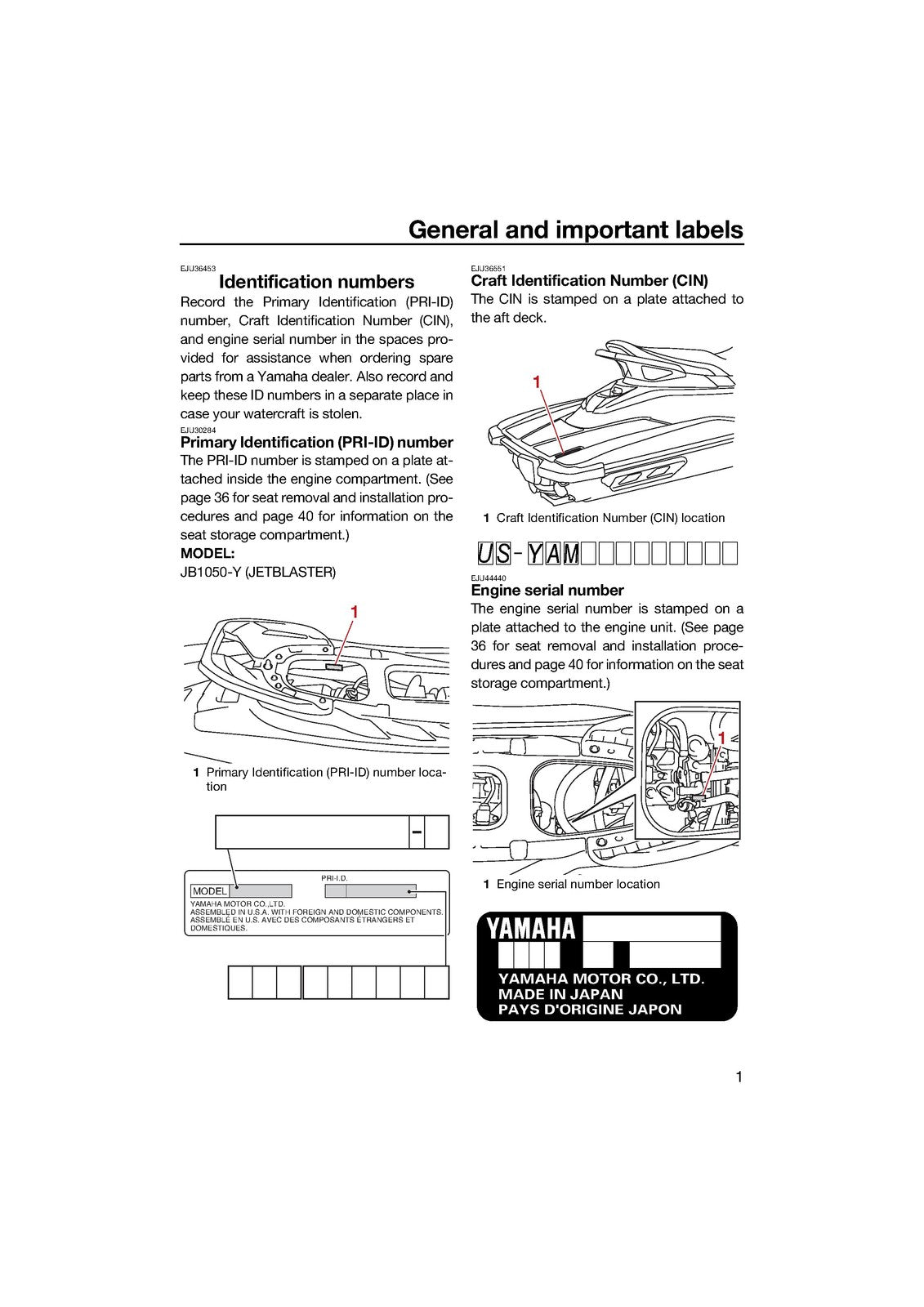 YAMAHA WaveRunner JETBLASTER Owners Operators Manual 2023 - WIRE BOUND - COVERS