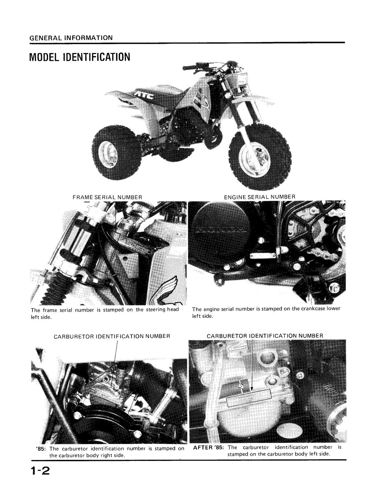 HONDA ATC250R ATV Service Manual 1985-1986 - STEEL WIRE BOUND - TOUGH COVERS