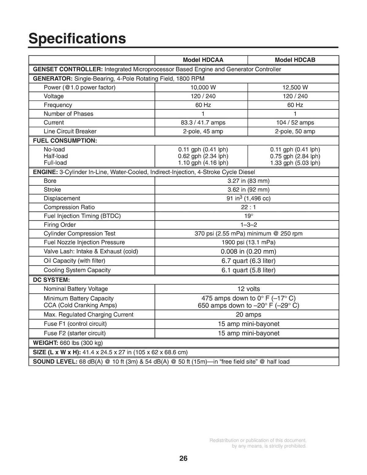 ONAN HDCAA HDCAB Diesel Mobile Genset Operators Manual - WIRE BOUND - COVERS