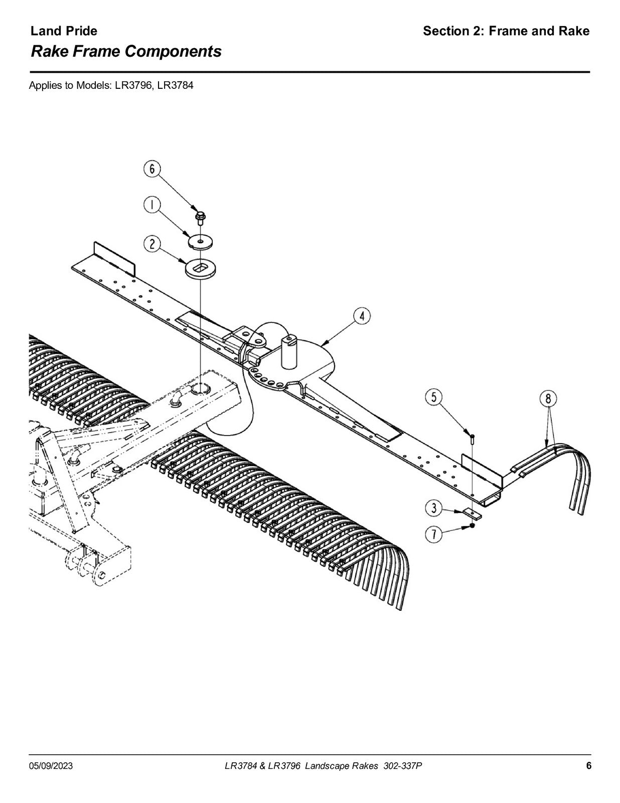 LAND PRIDE LR37 Series Landscape Rakes Parts Manual 2023 - WIRE BOUND - COVERS