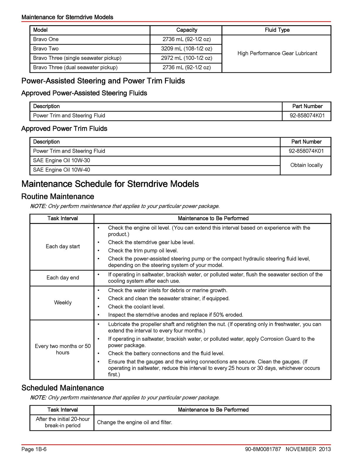 MERCURY MERCRUISER Sterndrive Models Maintenance Manual Section 1B - WIRE BOUND