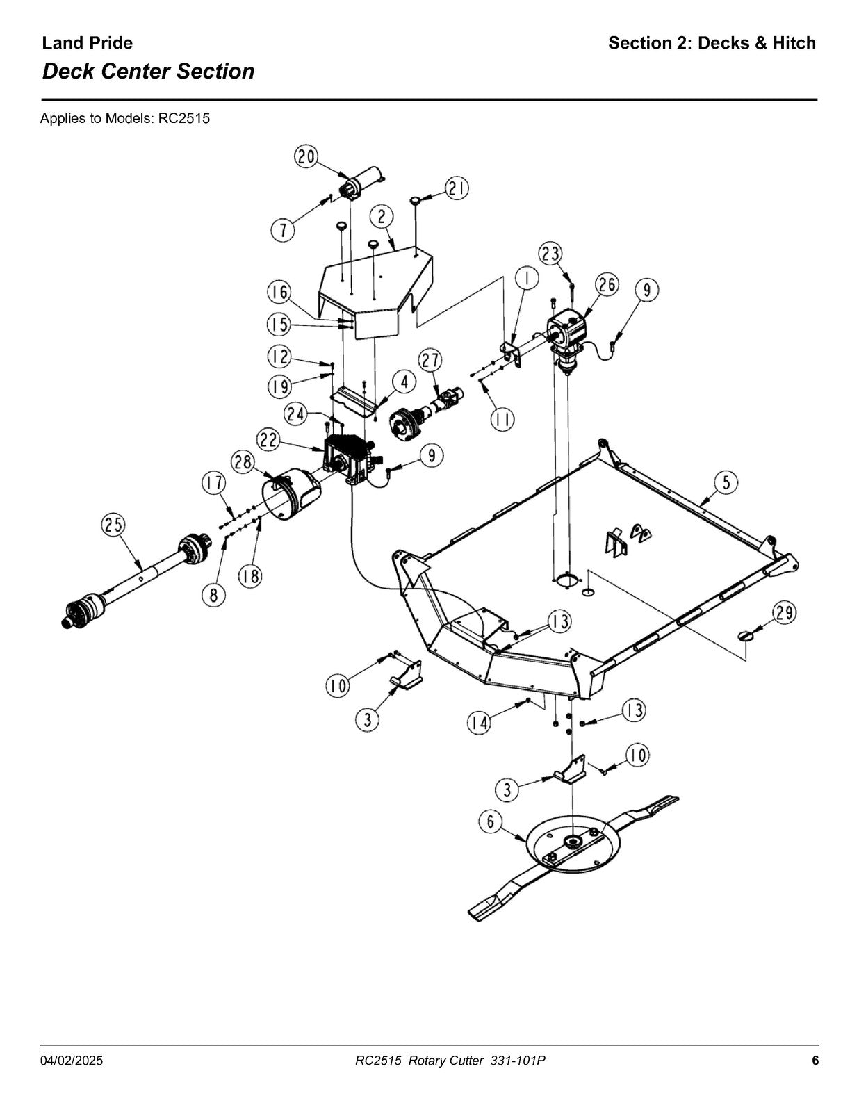 LAND PRIDE RC2515 Rotary Cutters Parts Manual 2025 - WIRE BOUND - TOUGH COVERS