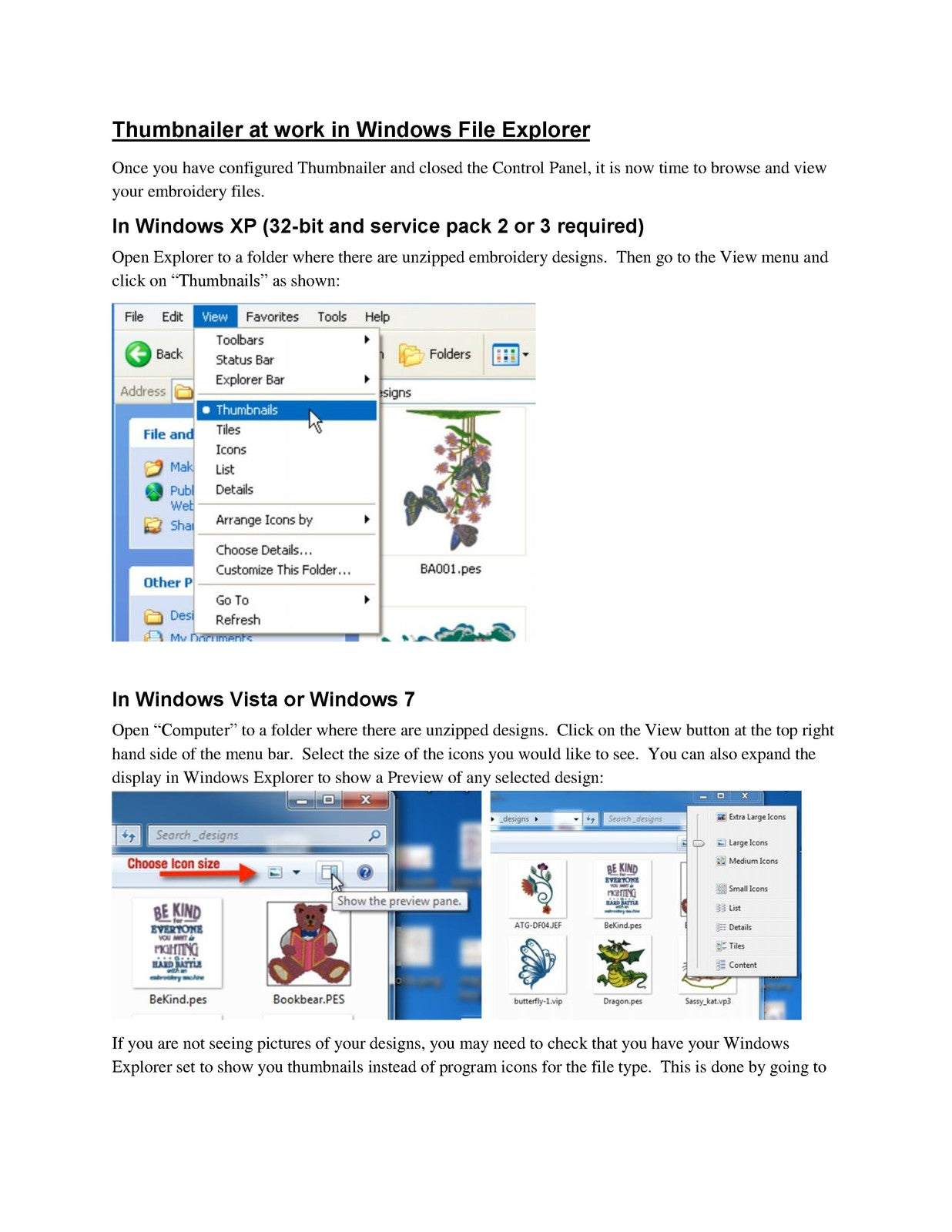 Embrilliance Thumbnailer for Windows Instruction Manual - WIRE BOUND - COVERS
