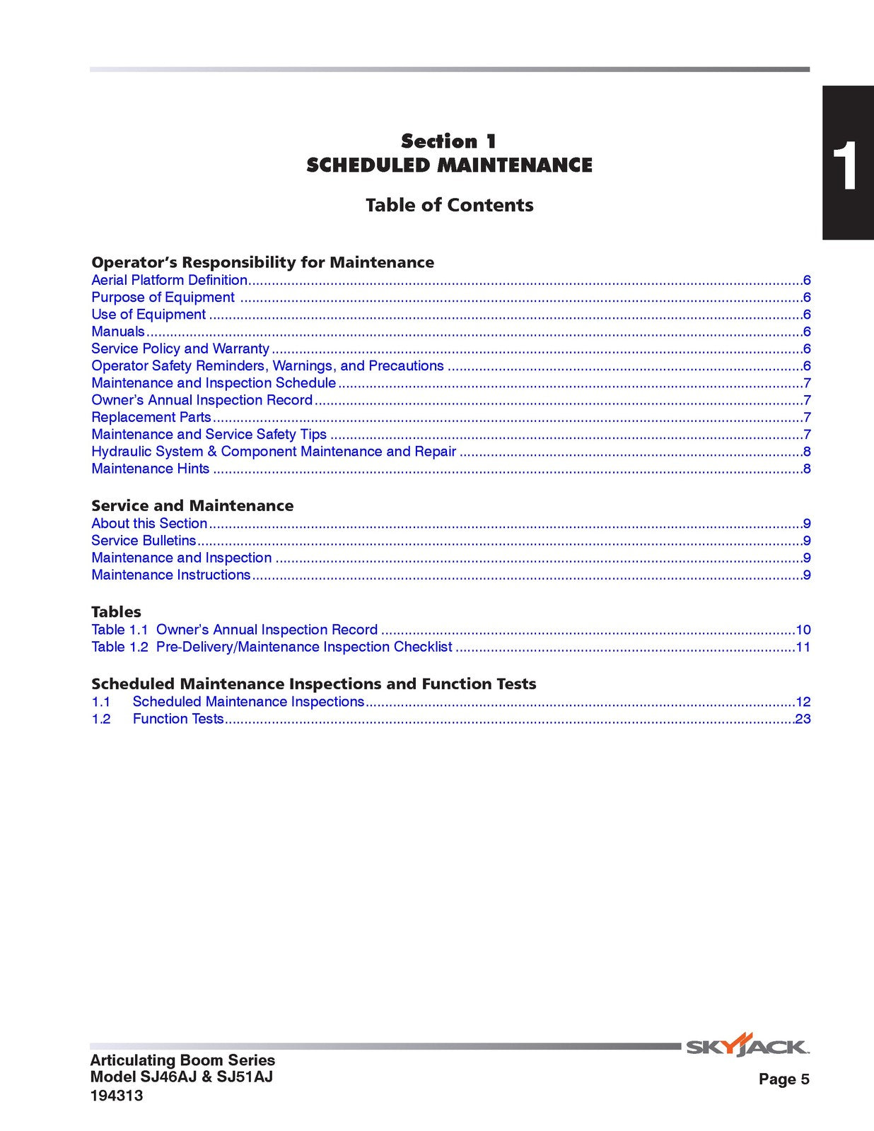 SKYJACK SJ46AJ SJ51AJ Articulating Boom Service Manual 2015, FOLDOUTS
