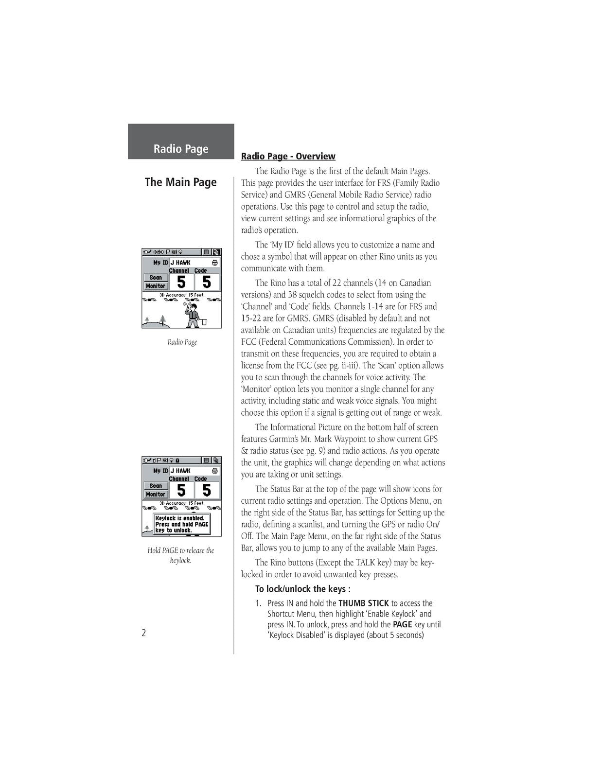 GARMIN Rino 110 2-Way Radio Personal Navigator Owners Manual 2003 - WIRE BOUND