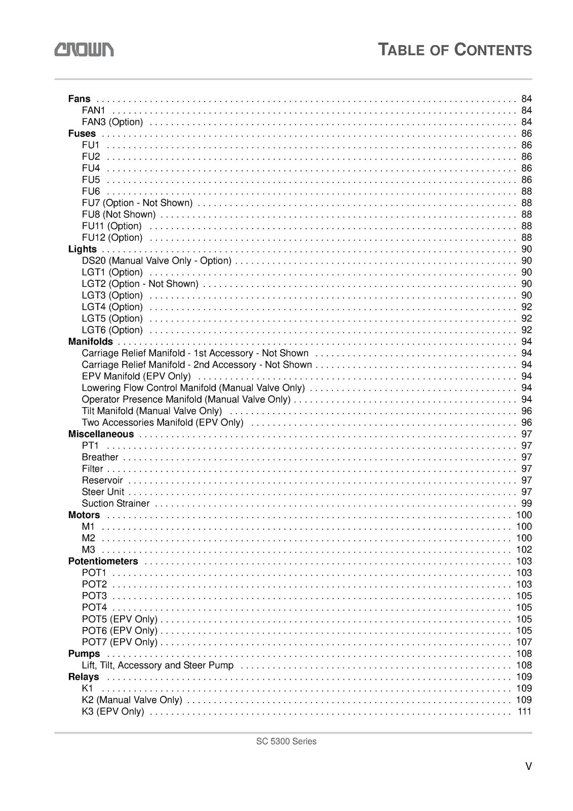 CROWN SC 5300 Series Forklift Maintenance Manual 2012 - WIRE BOUND - COVERS