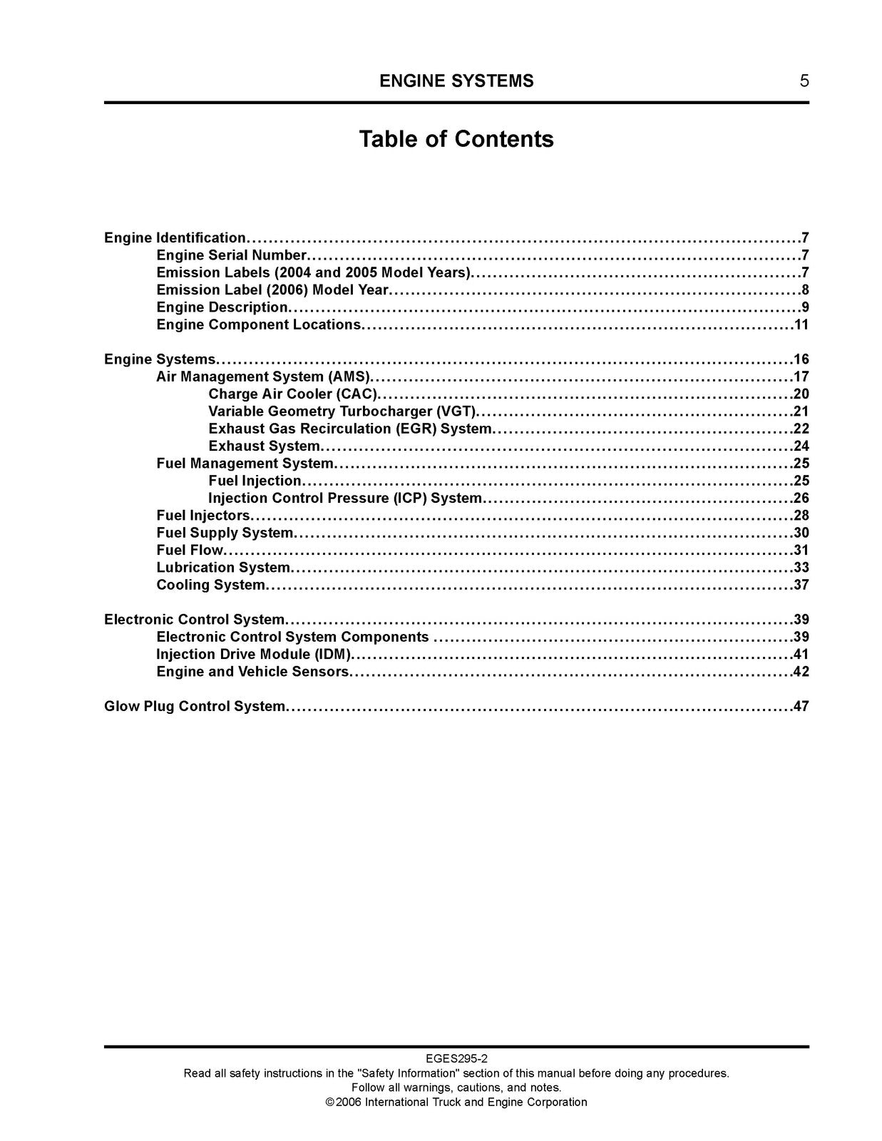 INTERNATIONAL VT 365 Diesel Engine Service Manual - WIRE BOUND - TOUGH COVERS