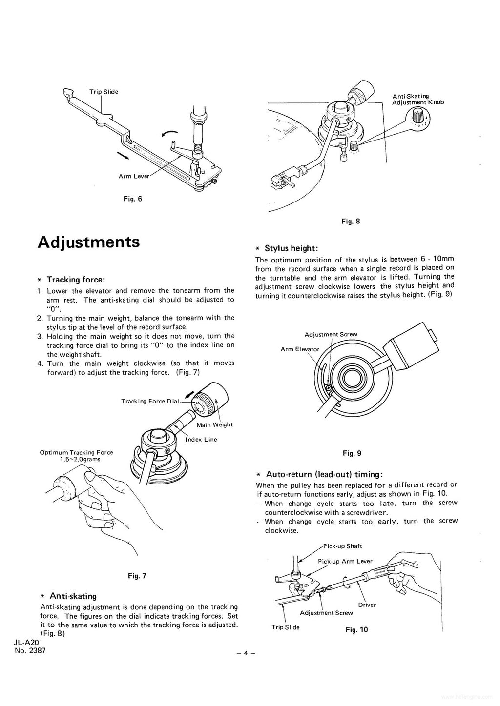 JVC JL-A20 Auto-Return Turntable Service Manual - WIRE BOUND - TOUGH COVERS