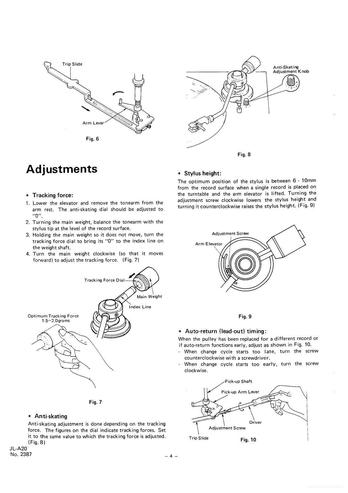JVC JL-A20 Auto-Return Turntable Service Manual - WIRE BOUND - TOUGH COVERS