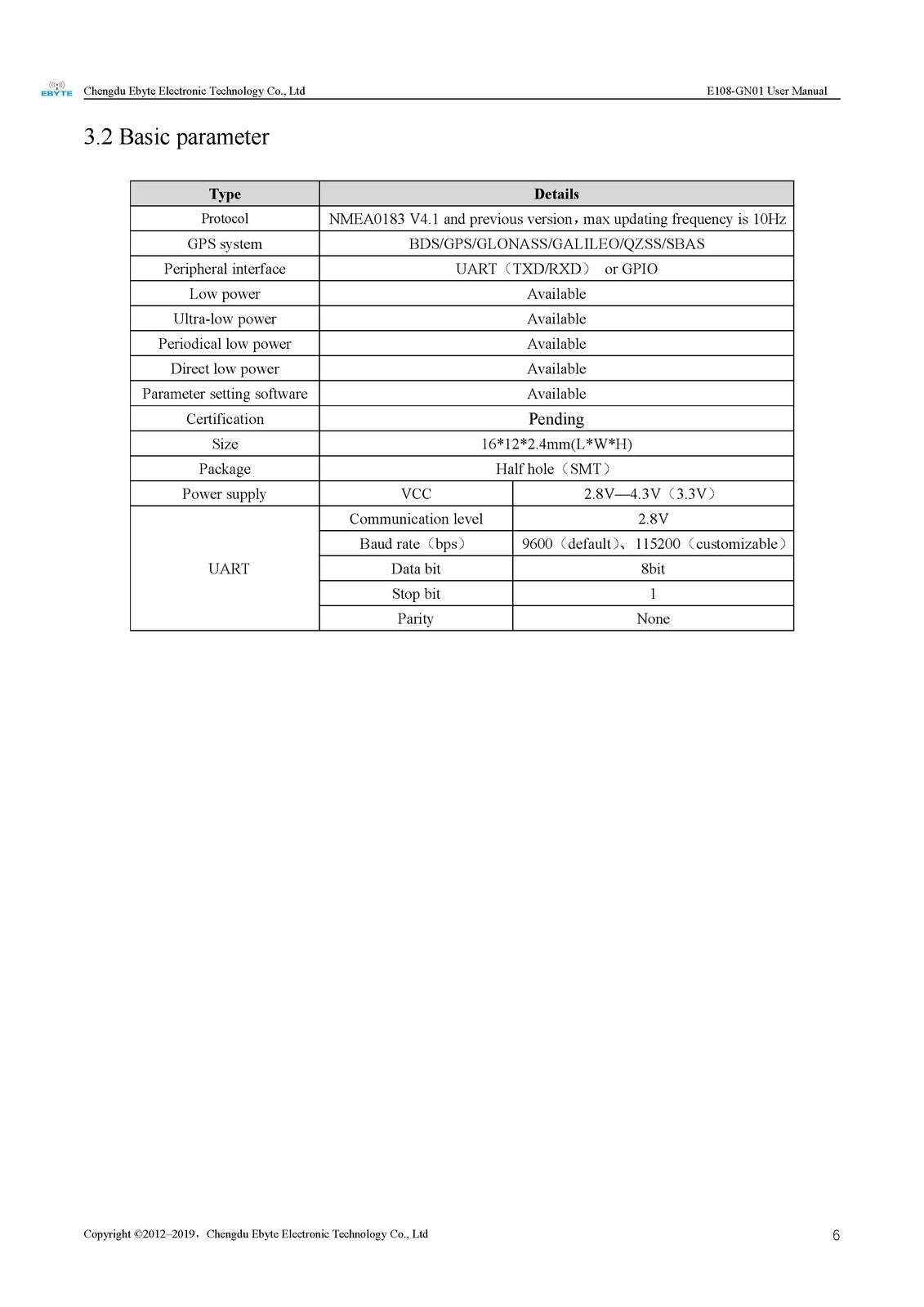 EBYTE E108-GN01 GK9501 GPS Module User Manual 2020 - WIRE BOUND - TOUGH COVERS