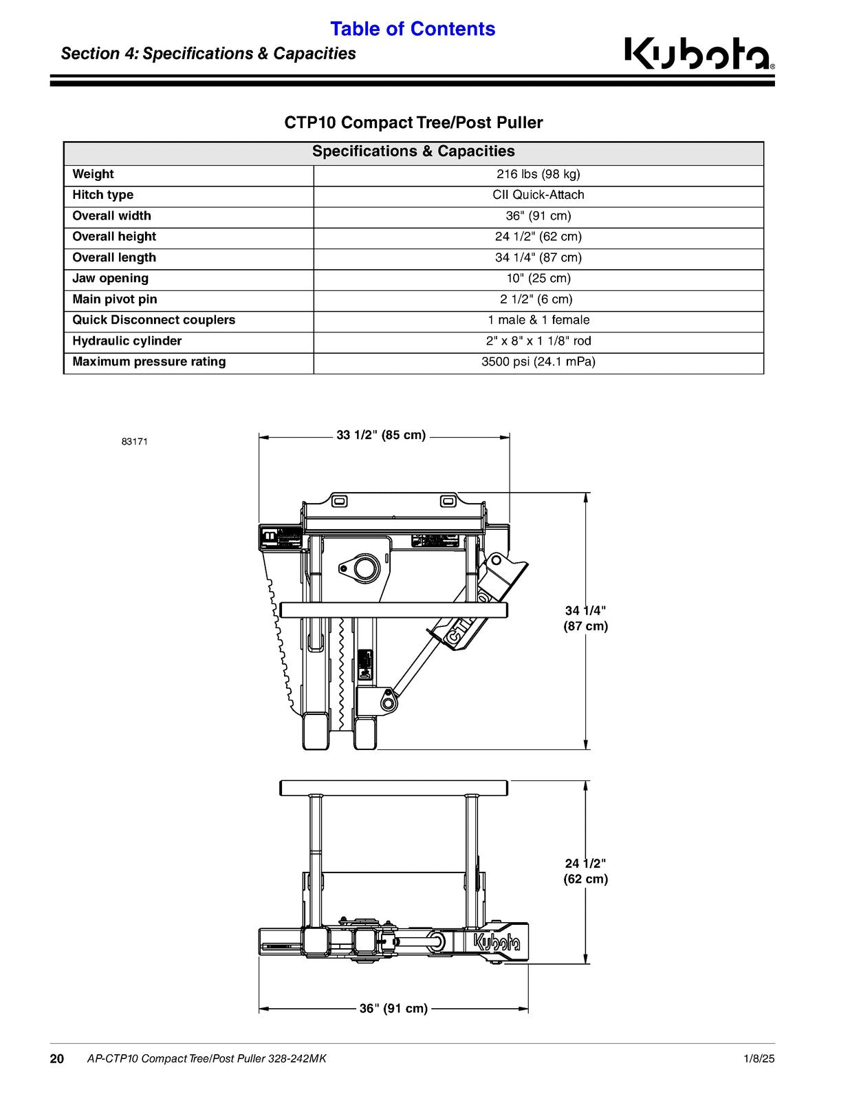 LAND PRIDE CTP10 Series Compact Tree Puller Operators Manual - WIRE BOUND
