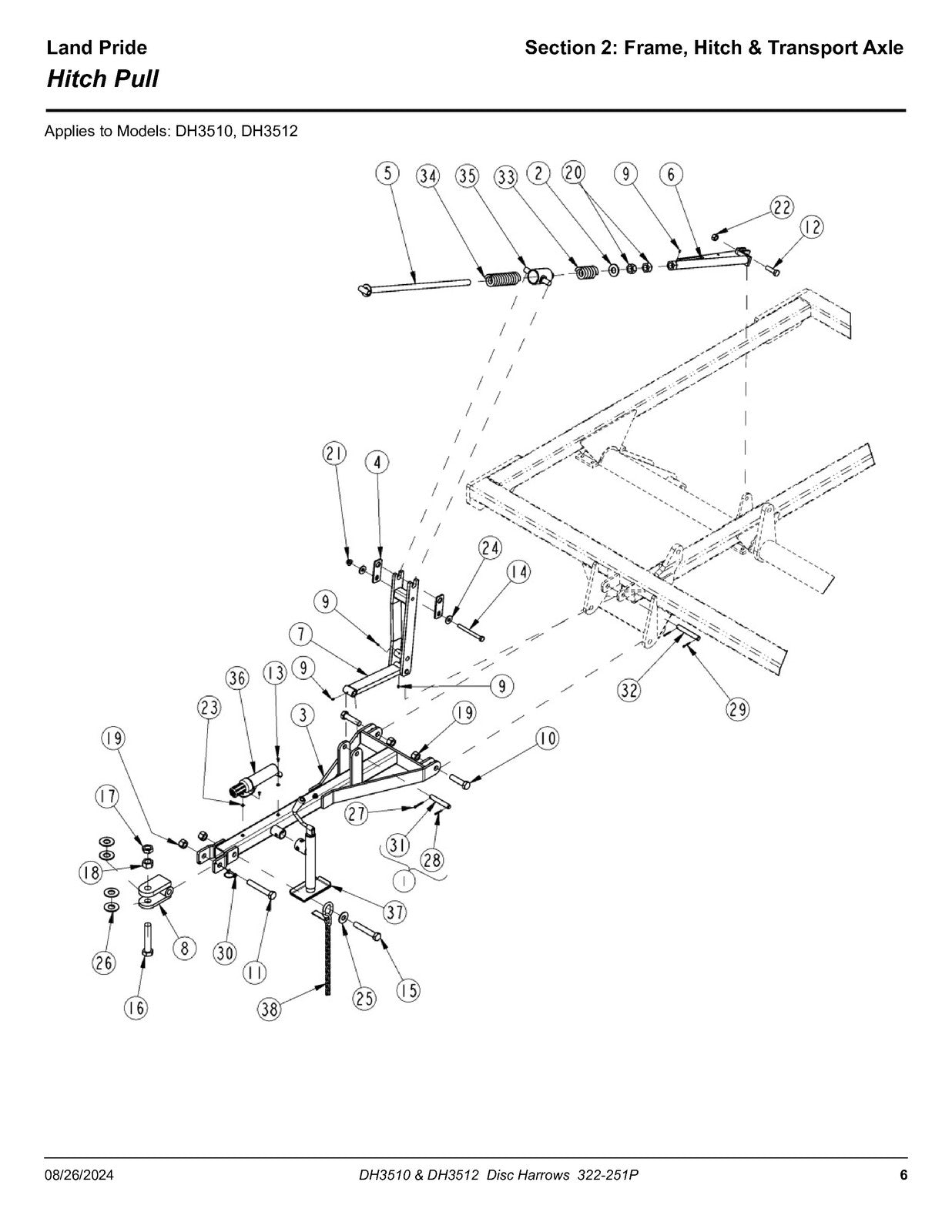 LAND PRIDE DH35 Series Disc Harrows Parts Manual 2024 - WIRE BOUND - COVERS