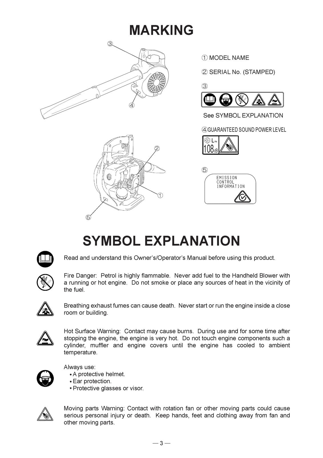 KUBOTA KBL31 Handheld Blower Owners Operators Manual - WIRE BOUND - TOUGH COVERS