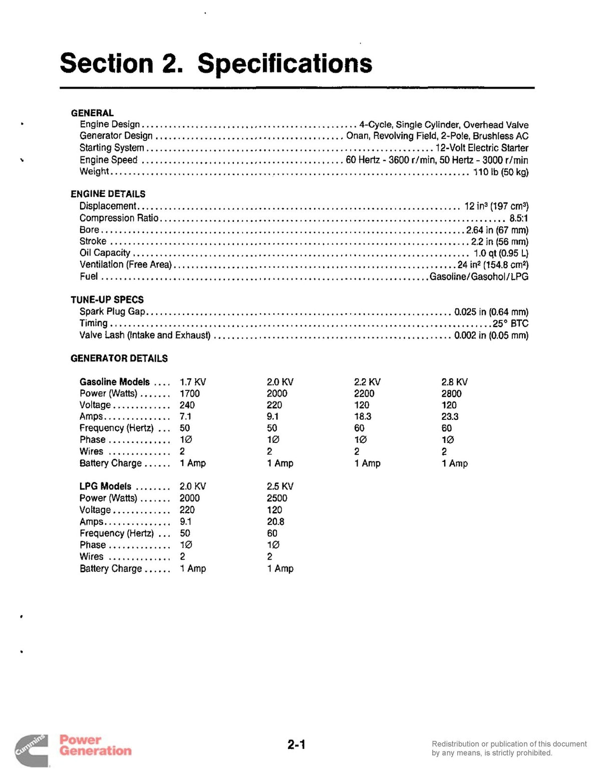 ONAN MicroLite 2800 Spec A B RV Generator Service Manual 1991 - WIRE BOUND