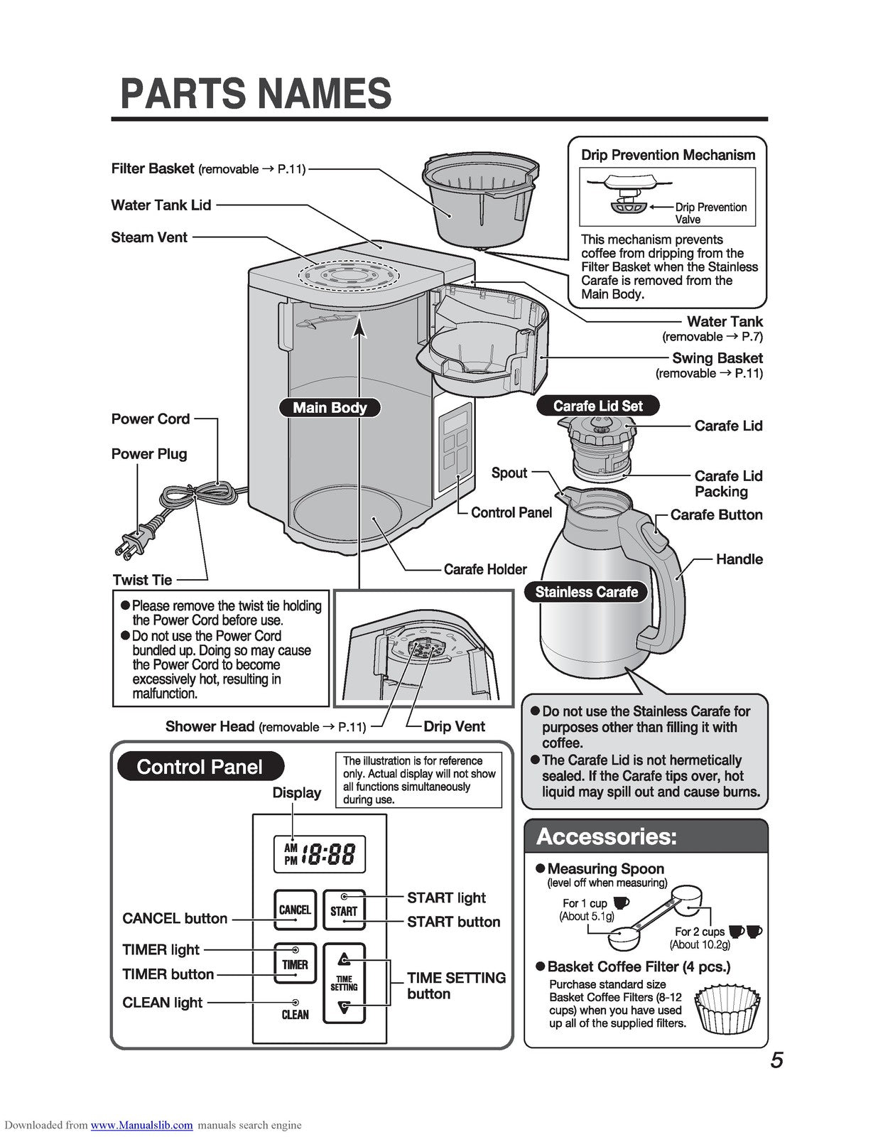 ZOJIRUSHI EC-YSC100 Coffee Maker Operating Instructions Manual - WIRE BOUND