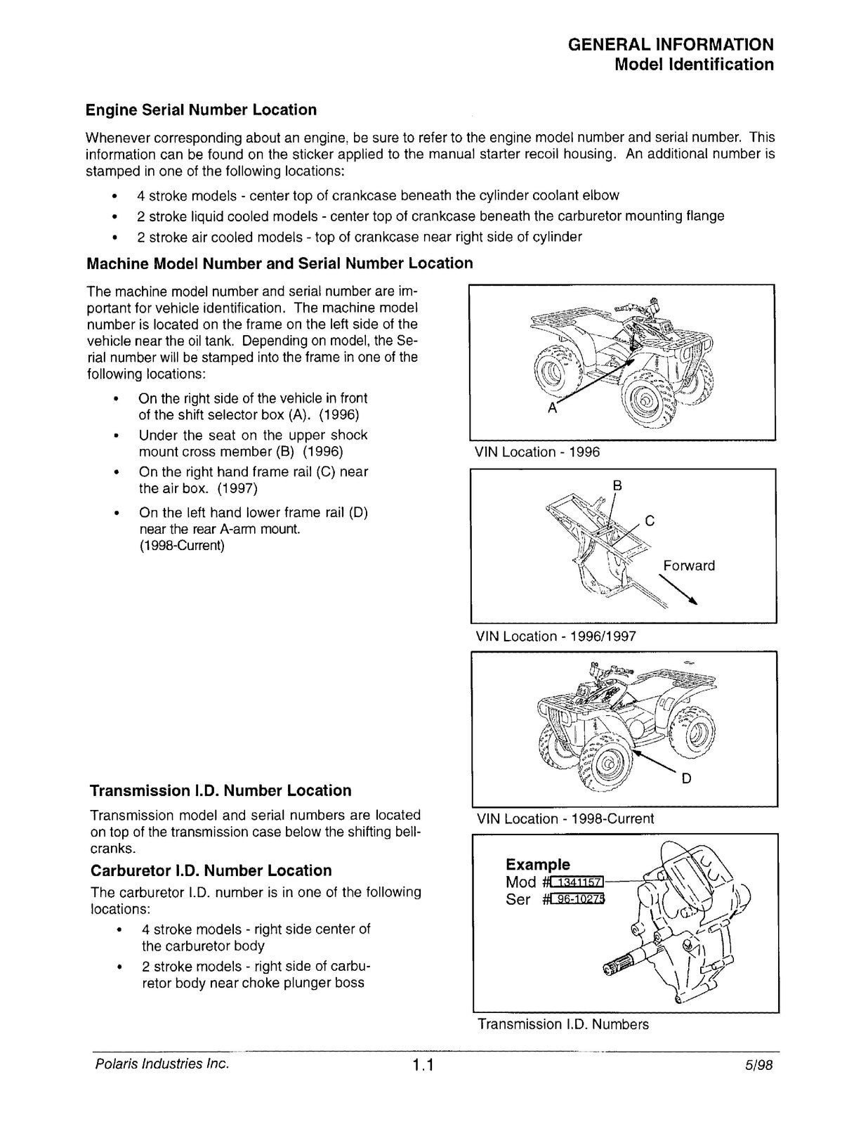 POLARIS ATV And Light Utility Vehicle Service Manual 1996-1998, FOLDOUTS