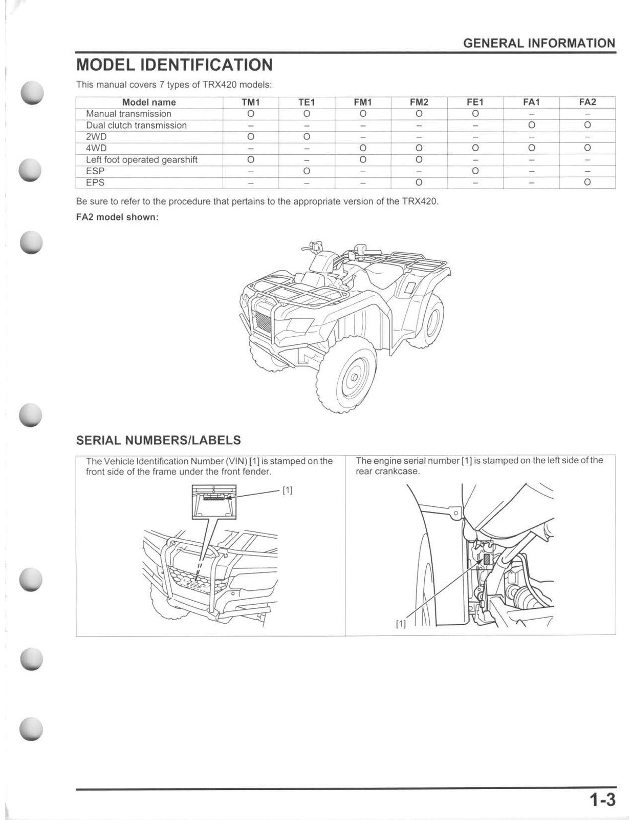 HONDA Rancher 420 TRX420 ATV Service Manual 2014 - BOUND - COVERS - XL FOLDOUTS
