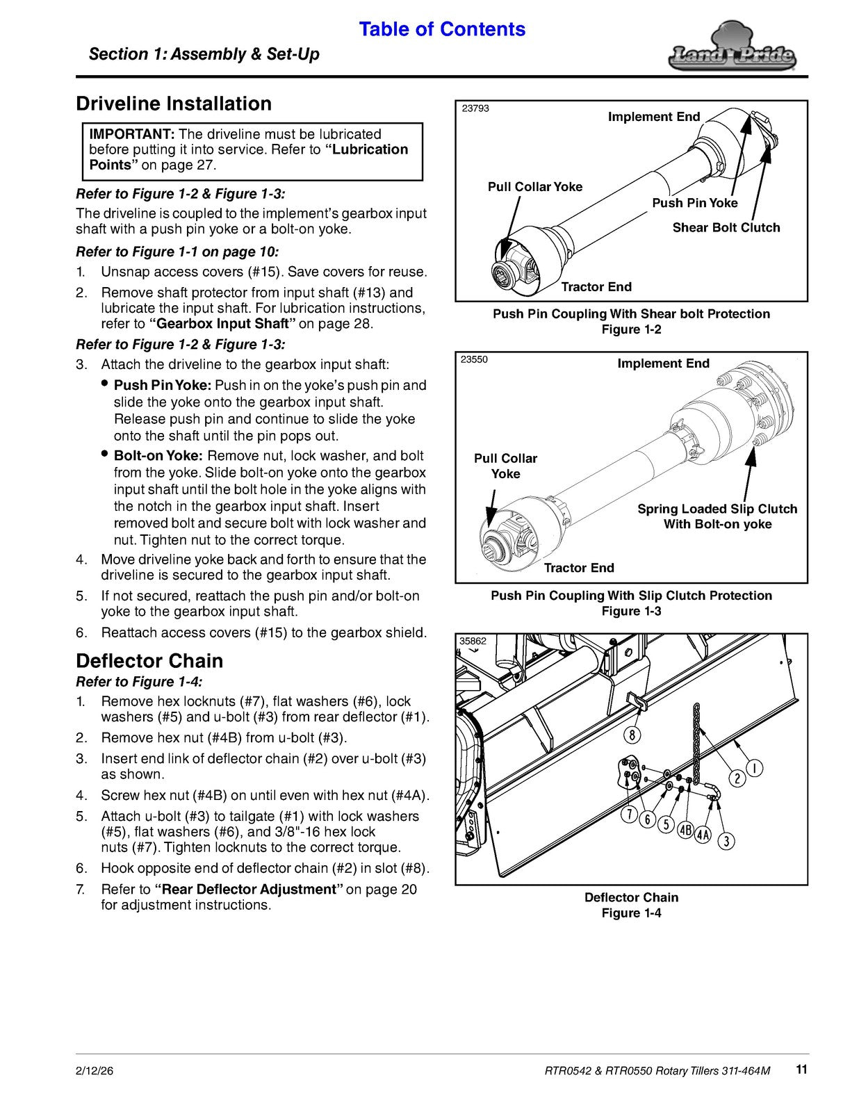 LAND PRIDE RTR05 Series Reverse Rotation Rotary Tillers Operators Manual - BOUND