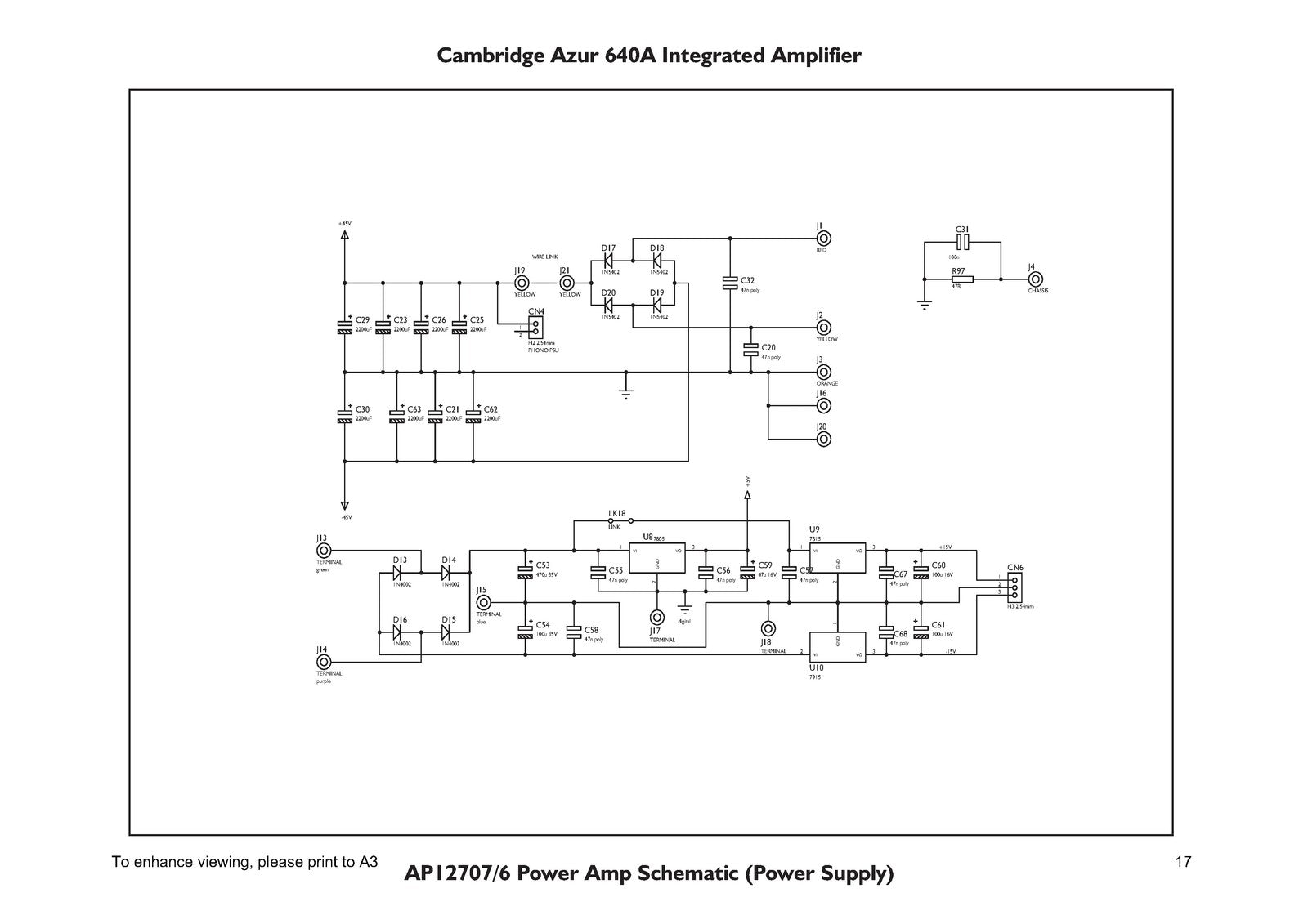 CAMBRIDGE AUDIO Azur 640A Integrated Amplifier Service Manual 2003 - WIRE BOUND