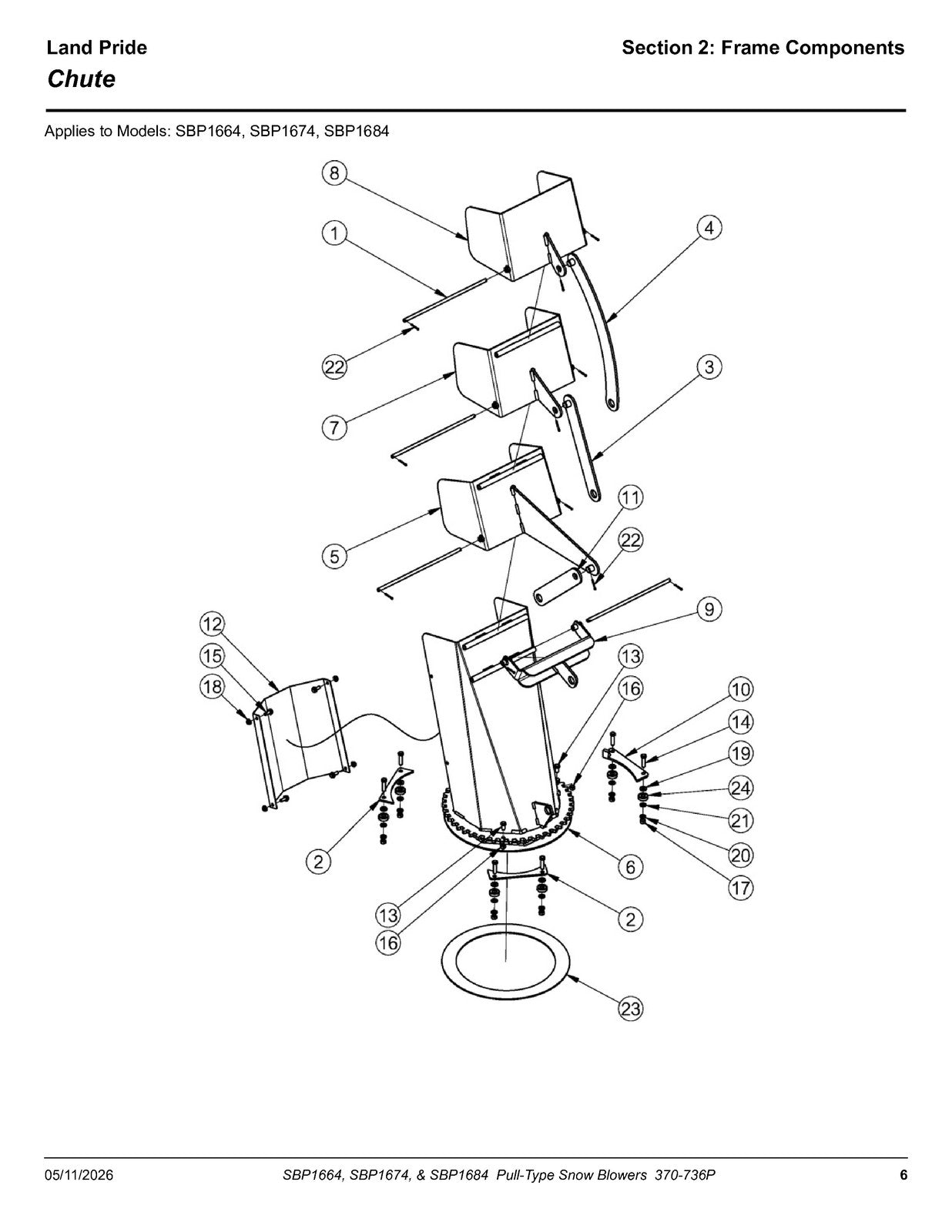 LAND PRIDE SBP16 Series Snow Blowers Parts Manual 2026 - WIRE BOUND - COVERS