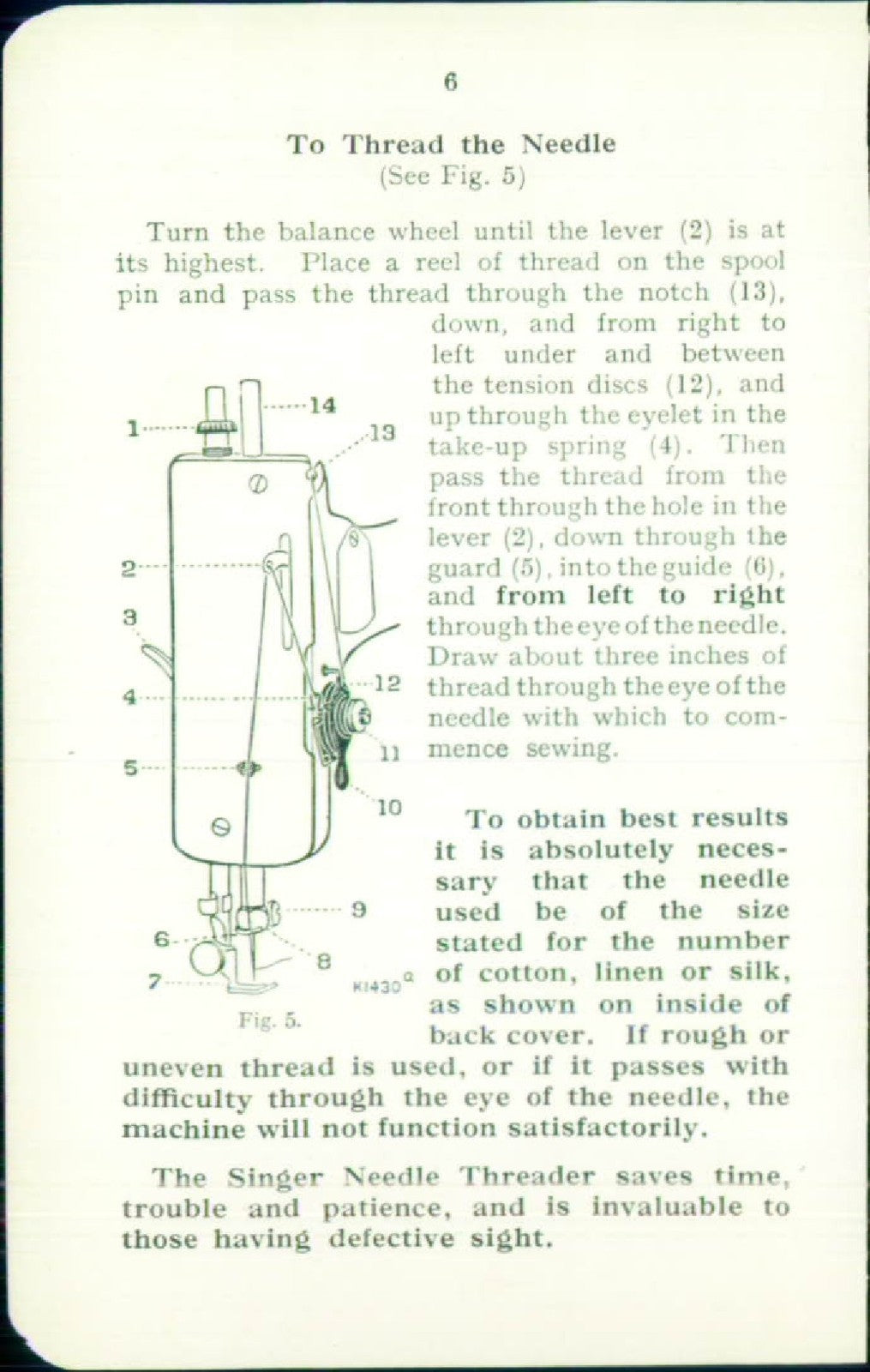 SINGER 28 Vibrating Shuttle Sewing Machine Instructions Manual - WIRE BOUND