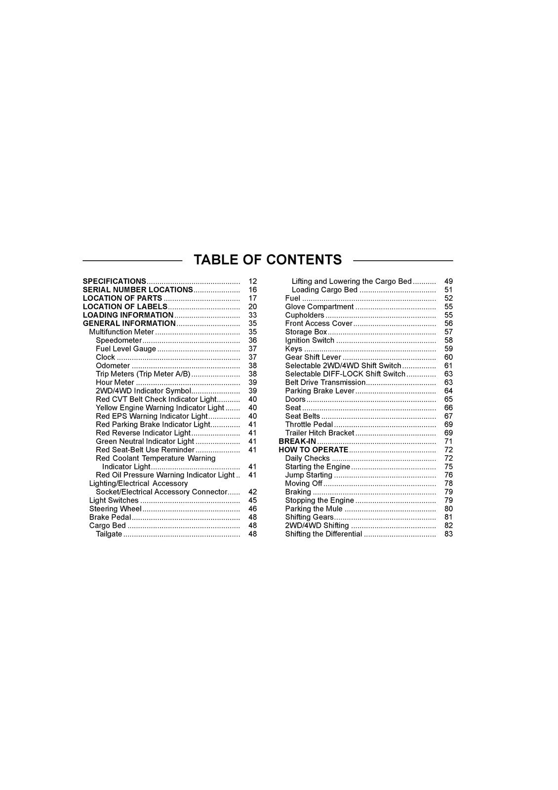 KAWASAKI Mule Pro-FXR Utility Vehicle Owners Manual 2019 - WIRE BOUND - COVERS