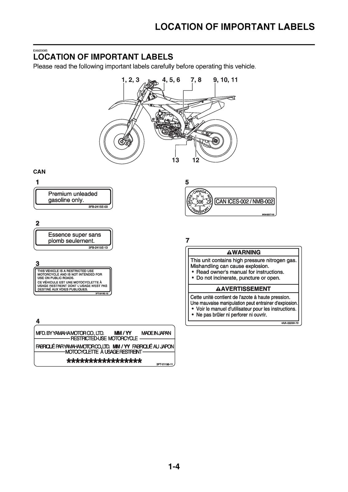 YAMAHA 2023 WR250F WR250FP Owners Manual - BOUND - COVERS - XL FOLDOUT PAGES