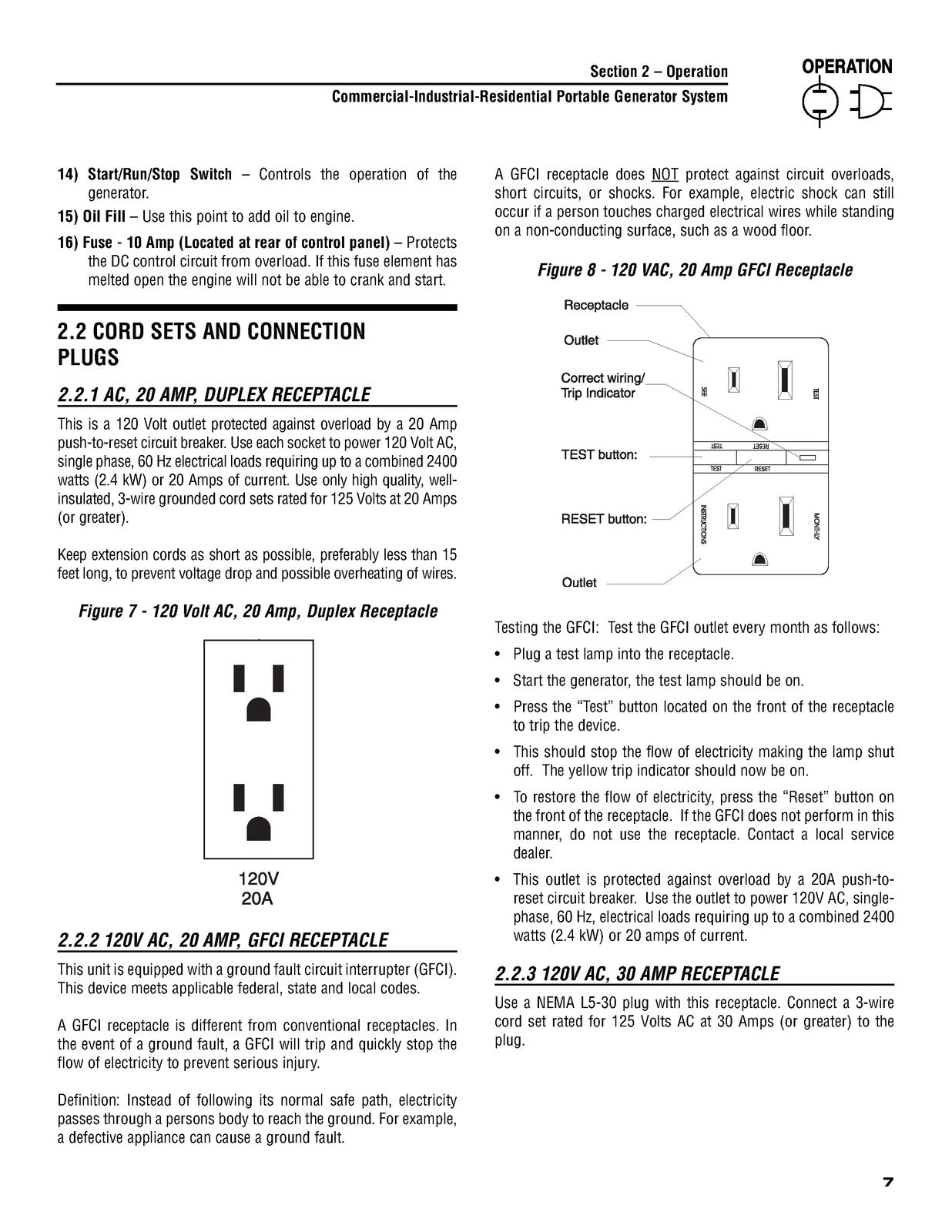 GUARDIAN Ultra Source Portable Generator 004582-2 Owners Manual - WIRE BOUND