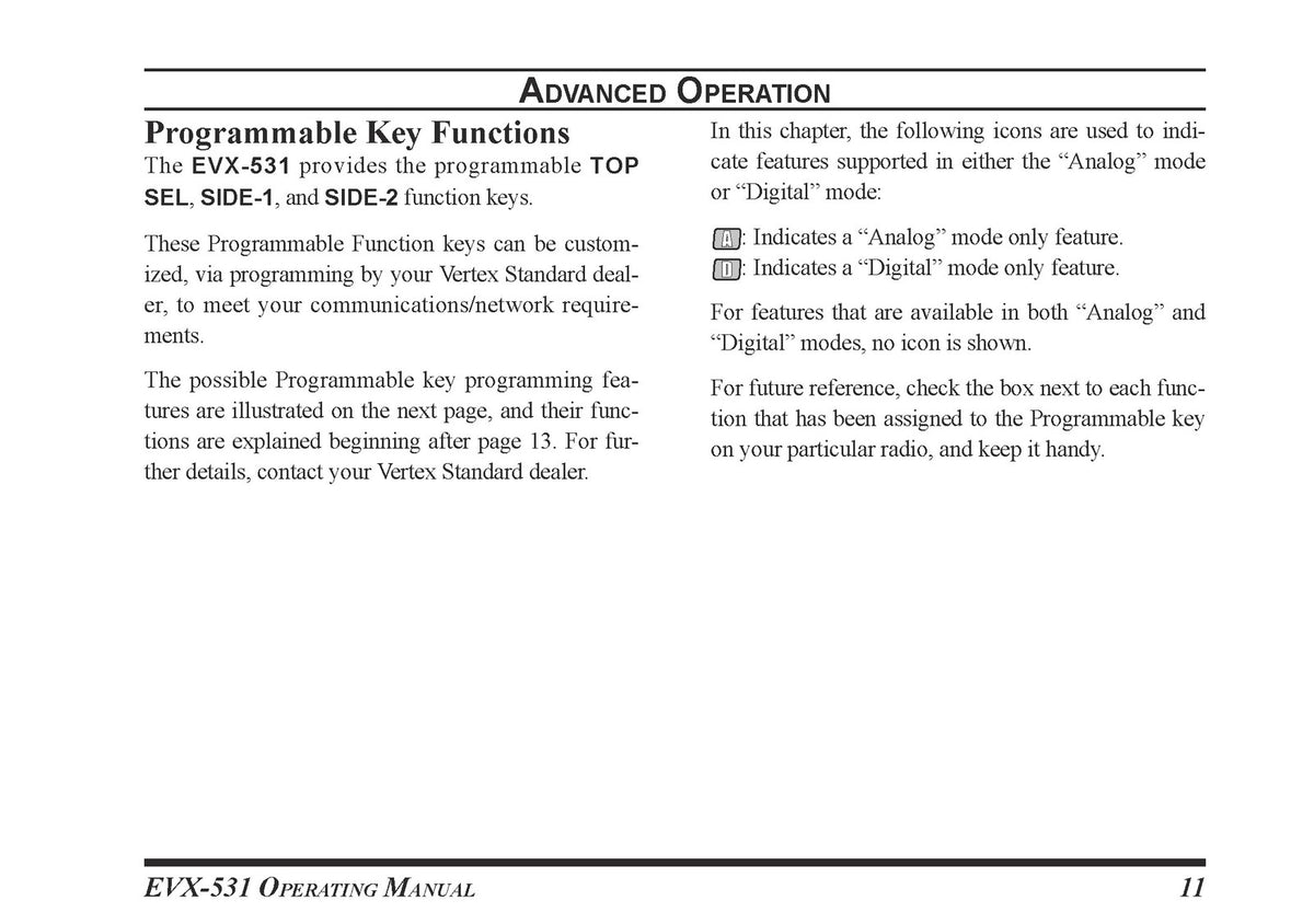 VERTEX STANDARD EVX-531 Two-Way Radio Operating Manual - WIRE BOUND - COVERS