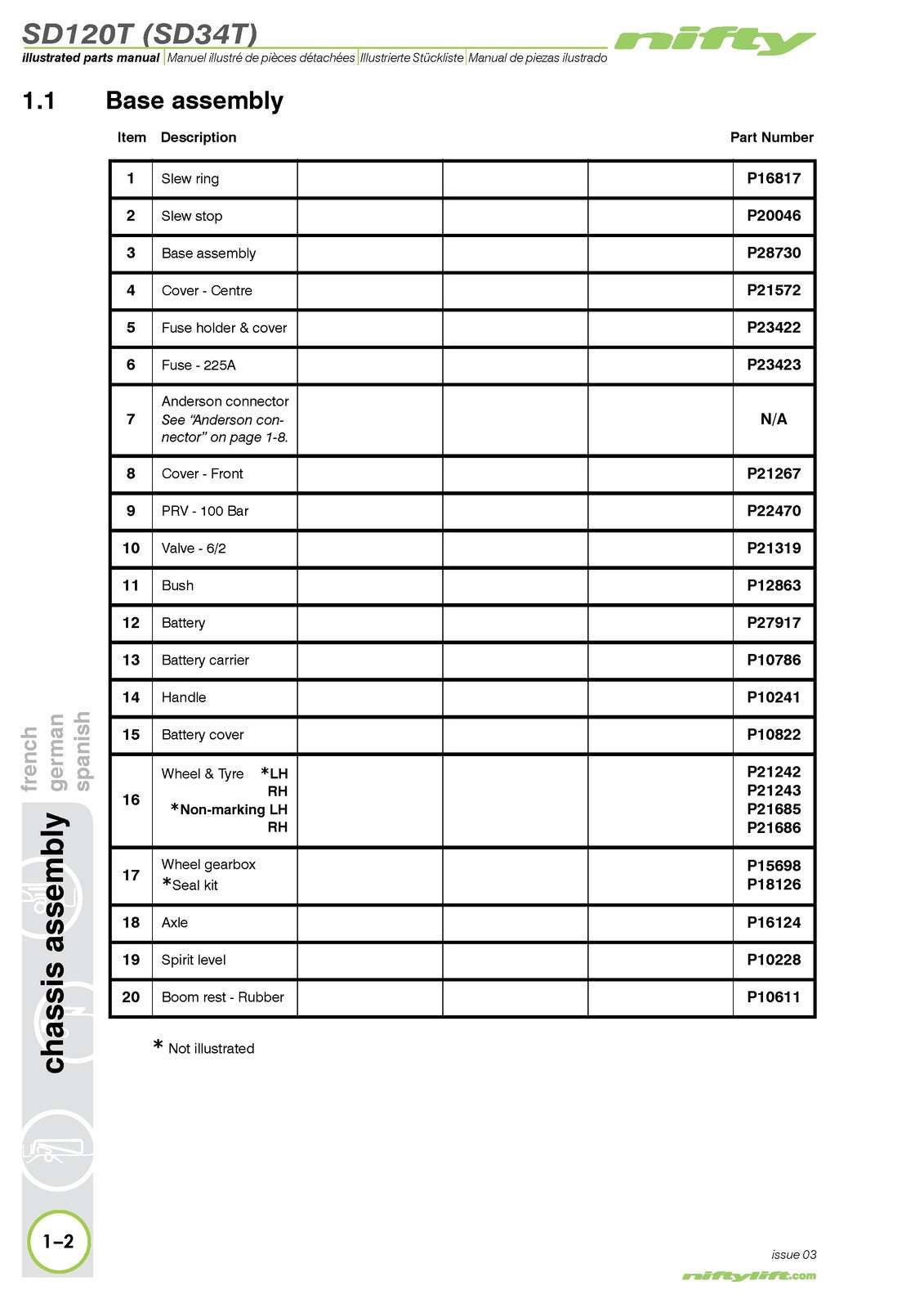 NIFTYLIFT SD120T SD34T Illustrated Parts Manual 2019 - WIRE BOUND - TOUGH COVERS