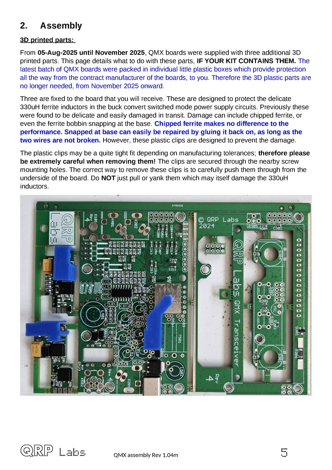 QRP LABS QMX Transceiver Assembly Manual - STEEL WIRE BOUND - PROTECTIVE COVERS