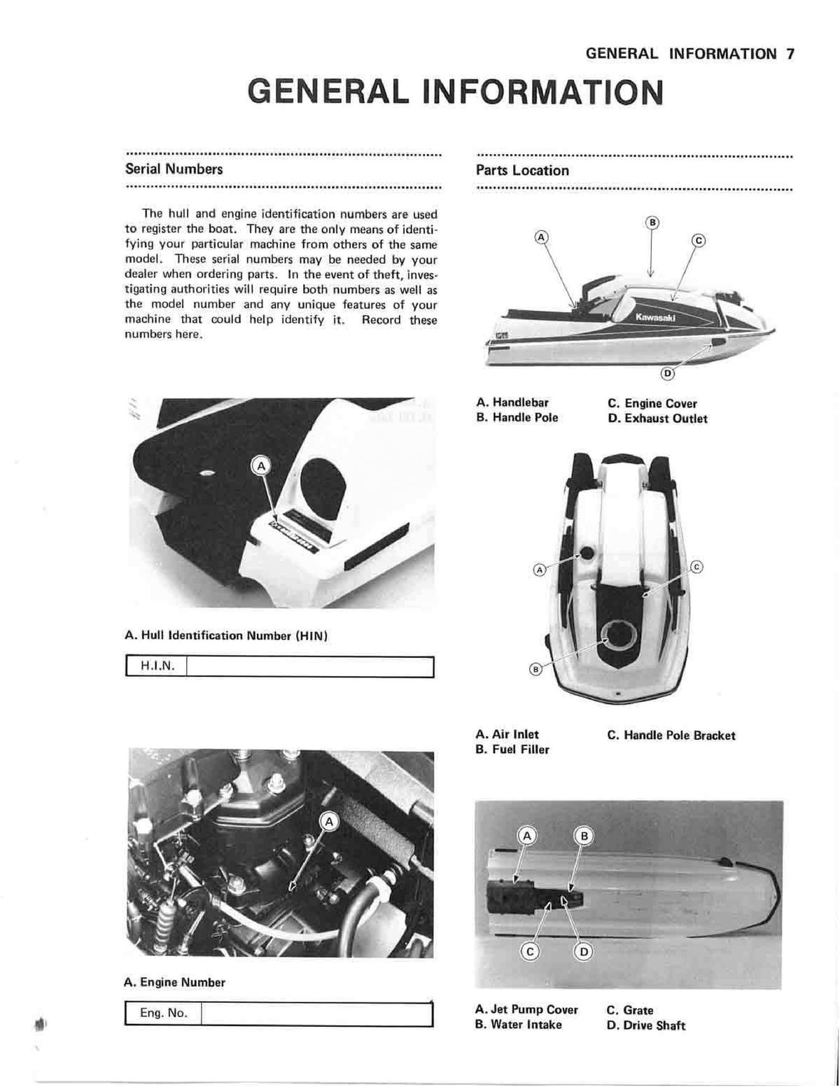 KAWASAKI Jet Ski 300 Owners Manual - STEEL WIRE BOUND - PROTECTIVE COVERS