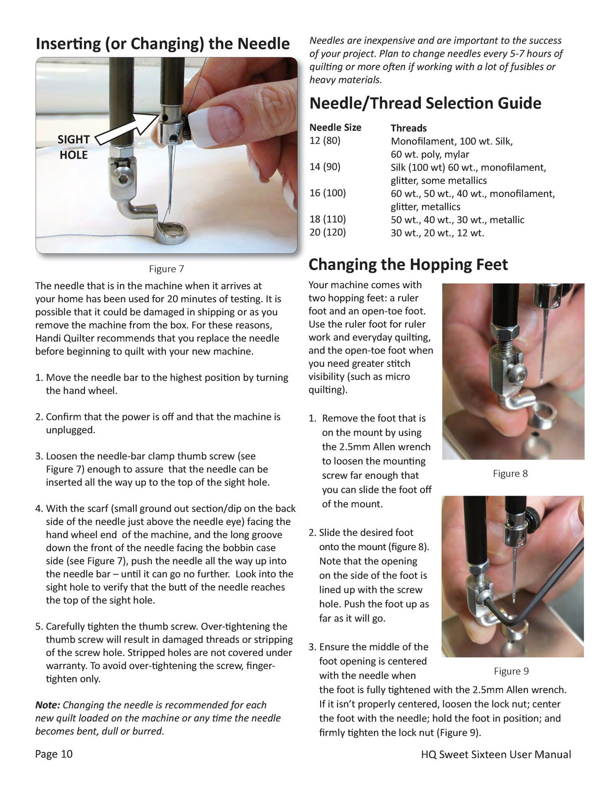 HANDI QUILTER Sweet Sixteen QM30270 & Moxie Operators Manual BUNDLE - WIRE BOUND