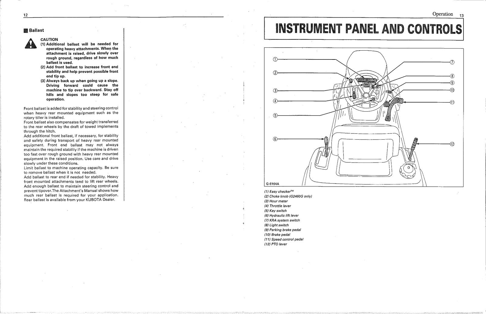 KUBOTA G2160 G2460G Garden Tractor Operators Manual - WIRE BOUND - TOUGH COVERS