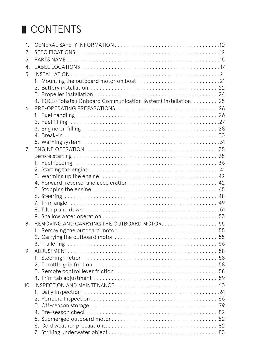 TOHATSU MFS 75A 90A 100A 115A OWNERS MANUAL - STEEL WIRE BOUND - TOUGH COVERS
