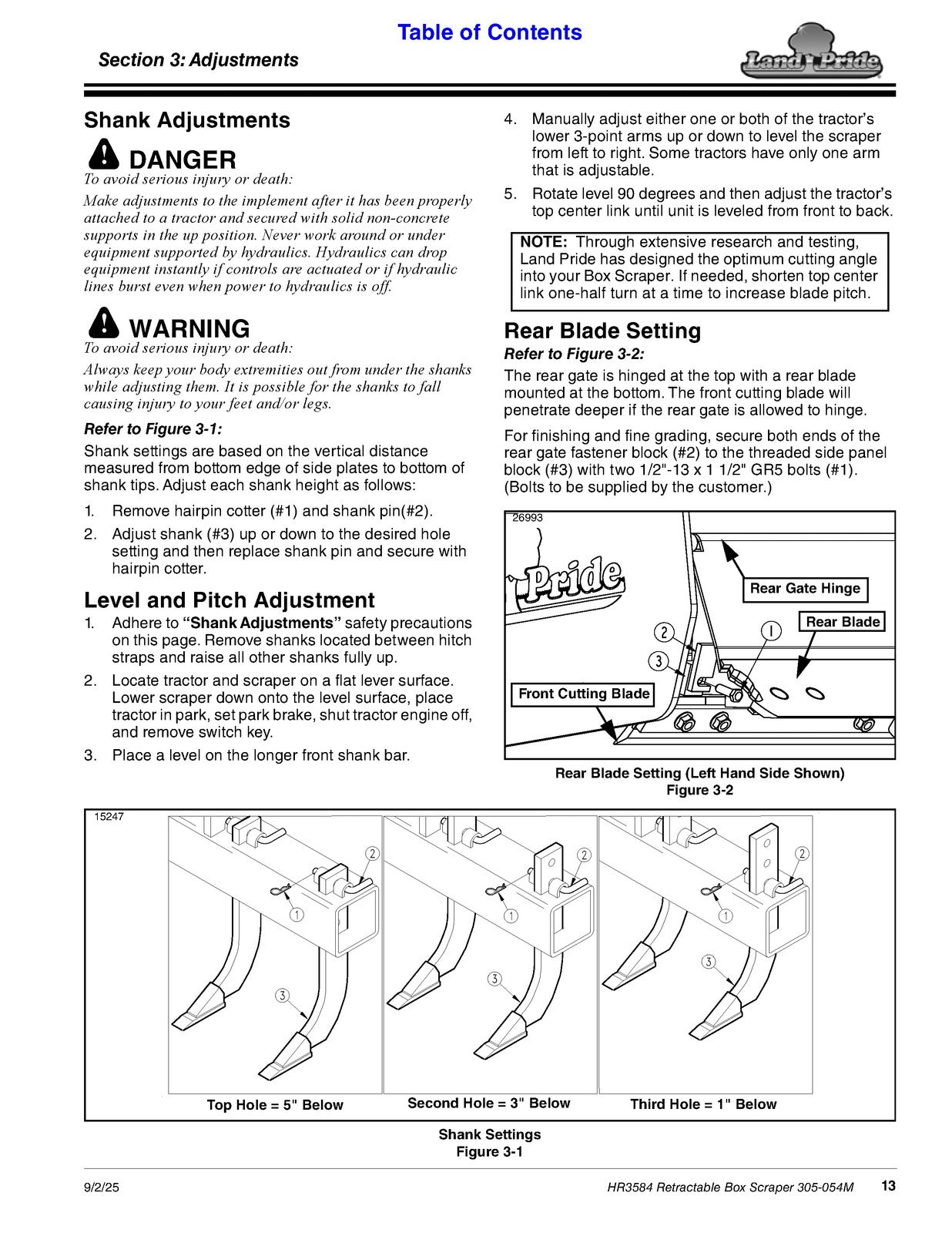 LAND PRIDE HR3584 Box Scrapers Operators Manual - WIRE BOUND - TOUGH COVERS
