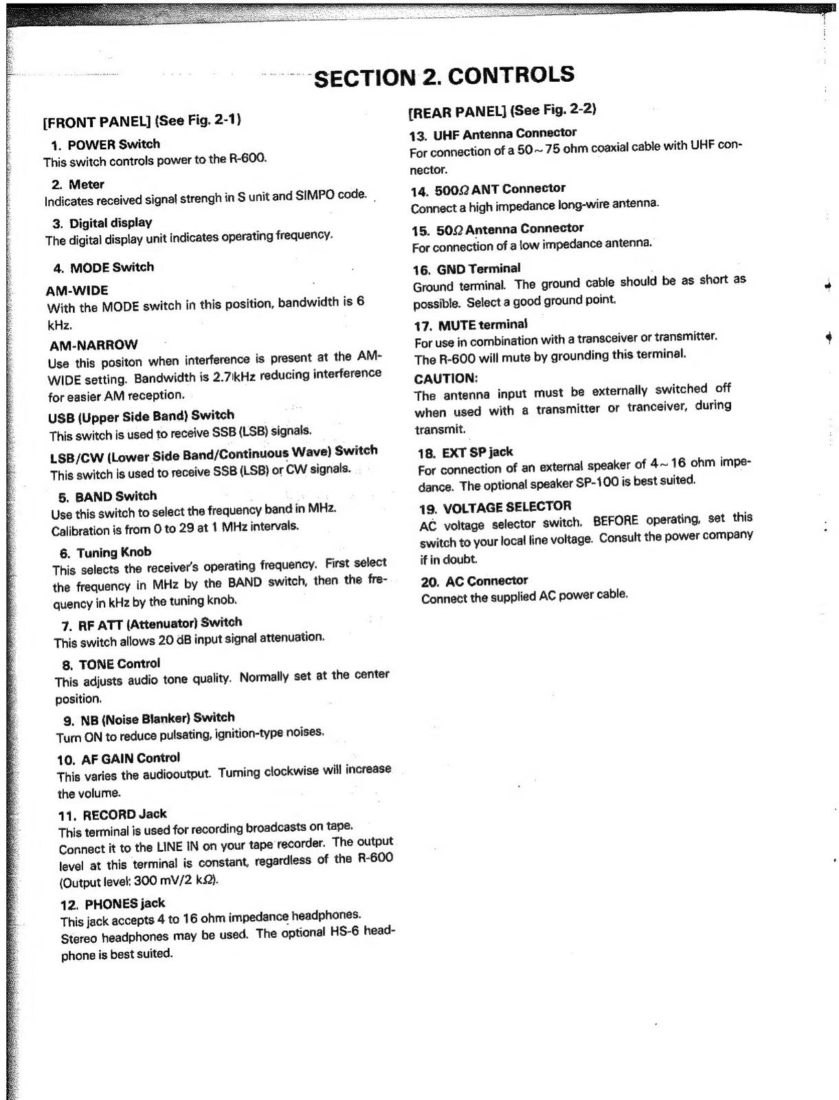 PANASONIC R-600 Communications Receiver Instruction Manual, FOLDOUTS