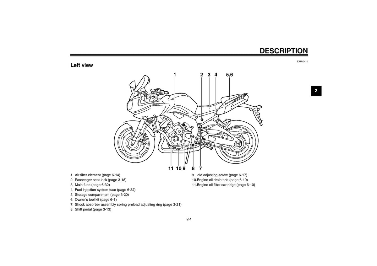 YAMAHA FZ8-S FZ8-SA Owners Manual 2011 - STEEL WIRE BOUND - PROTECTIVE COVERS