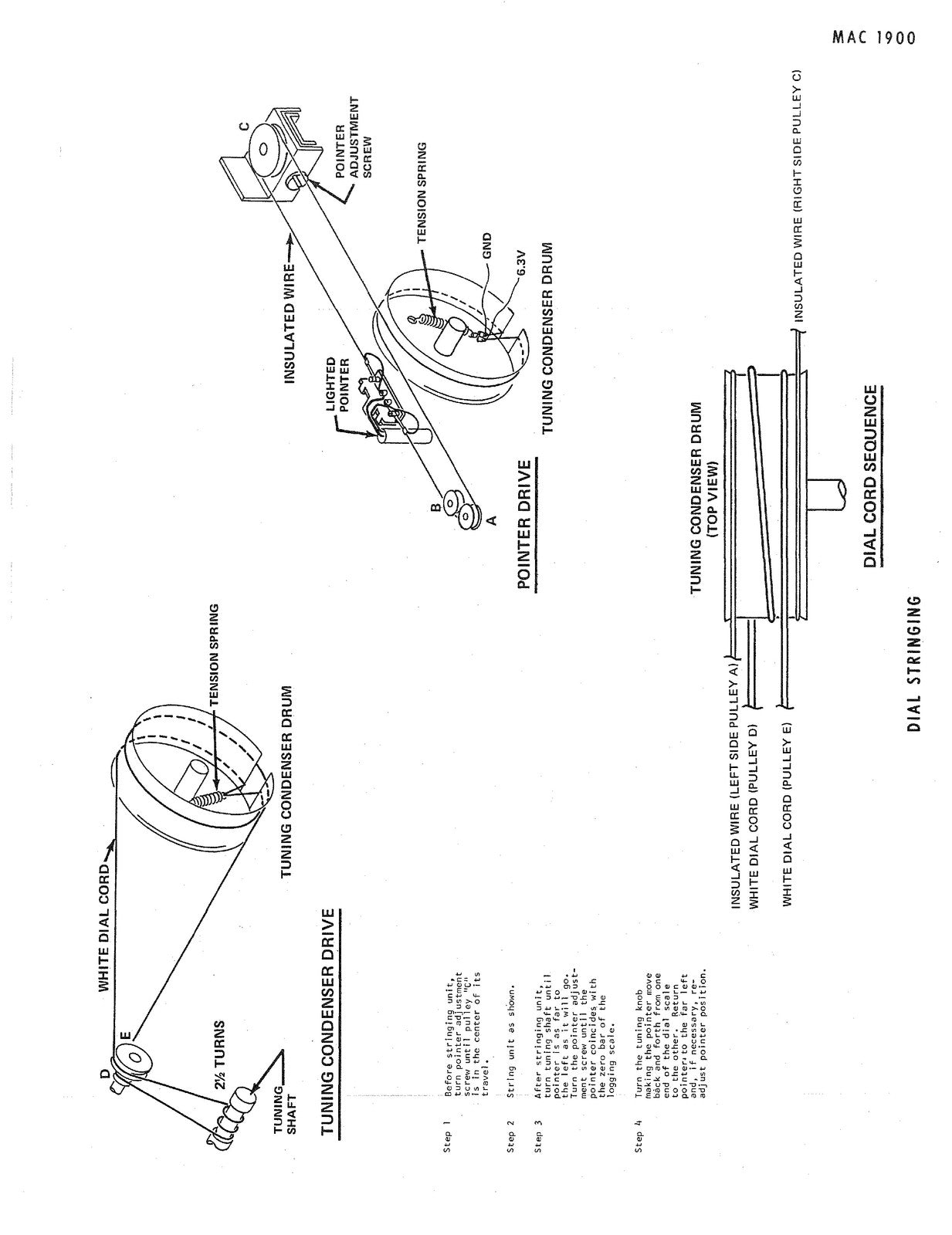 MCINTOSH MAC 1900 AM FM Stereo Receiver Service Information Manual - WIRE BOUND