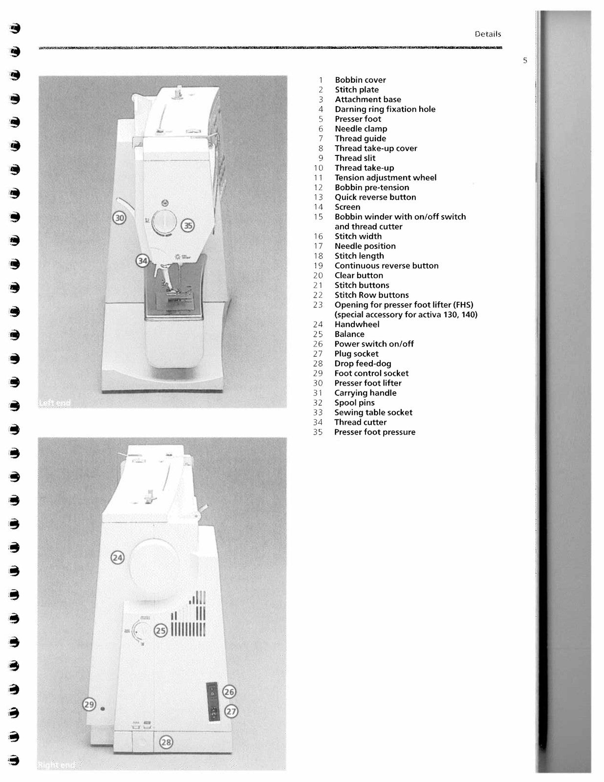 BERNINA Activa 130 140 Instruction Manual  Sewing Manual - WIRE BOUND - COVERS