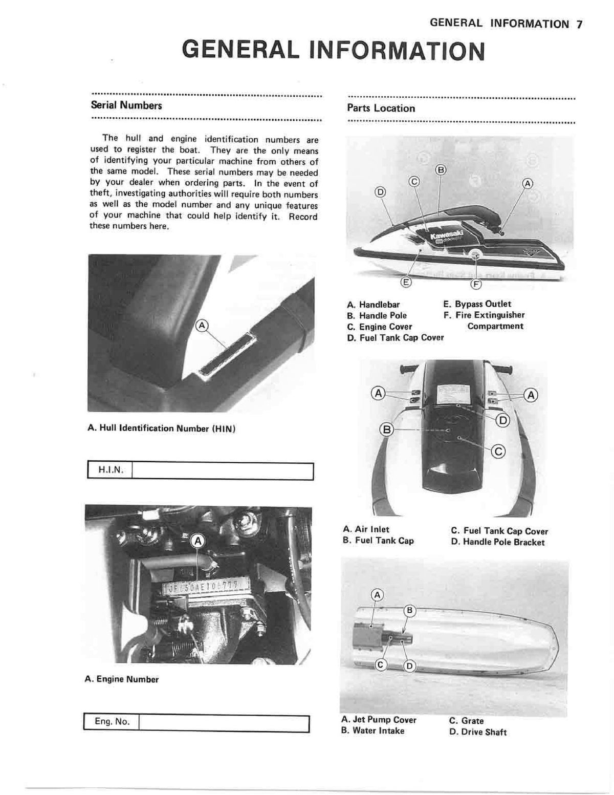 KAWASAKI Jet Ski 650SX Owners Manual 2 - STEEL WIRE BOUND - PROTECTIVE COVERS