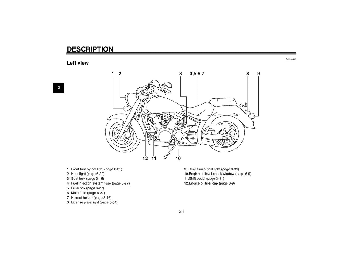 YAMAHA XVS1300A Owners Manual 2010 - STEEL WIRE BOUND - PROTECTIVE COVERS