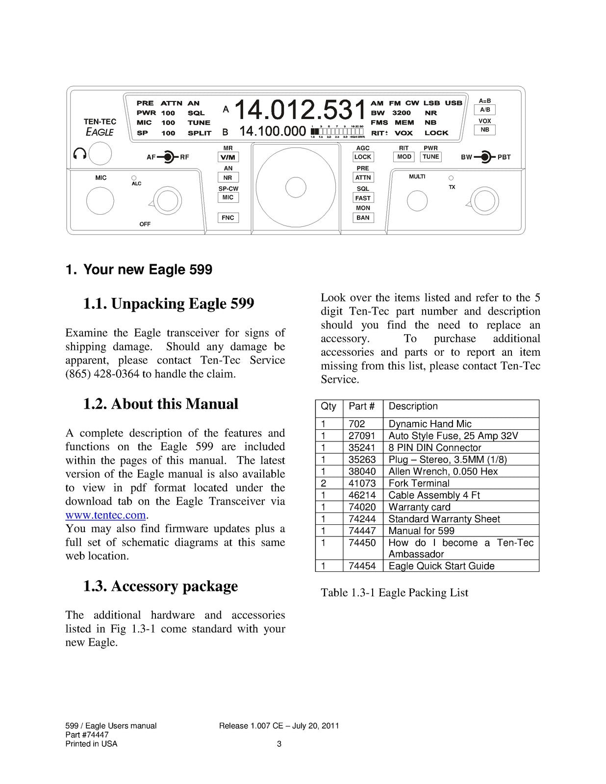 TEN TEC Eagle 599 User Manual - STEEL WIRE BOUND - PROTECTIVE COVERS