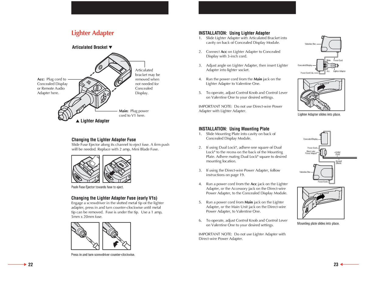 VALENTINE ONE Radar Locator Owners Manual - BOUND - COVERS - XL FOLDOUT PAGES