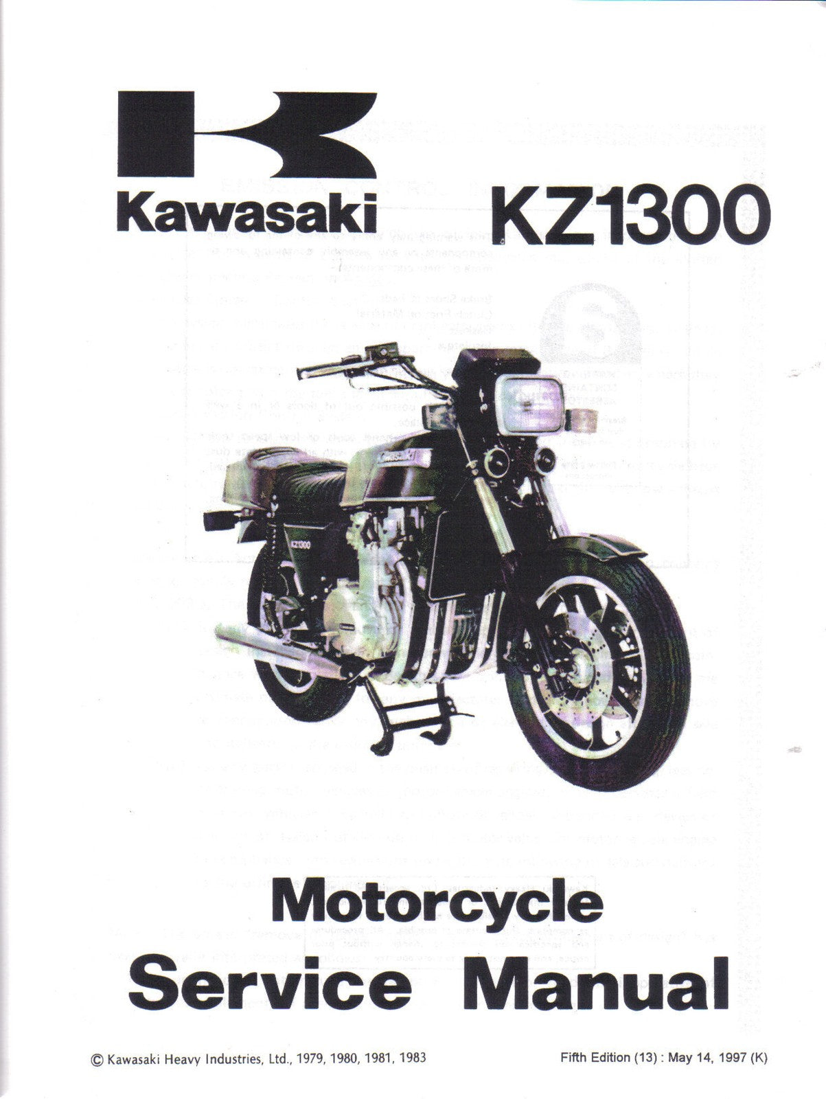KAWASAKI KZ1300 Service Manual 1997 - STEEL WIRE BOUND - PROTECTIVE COVERS