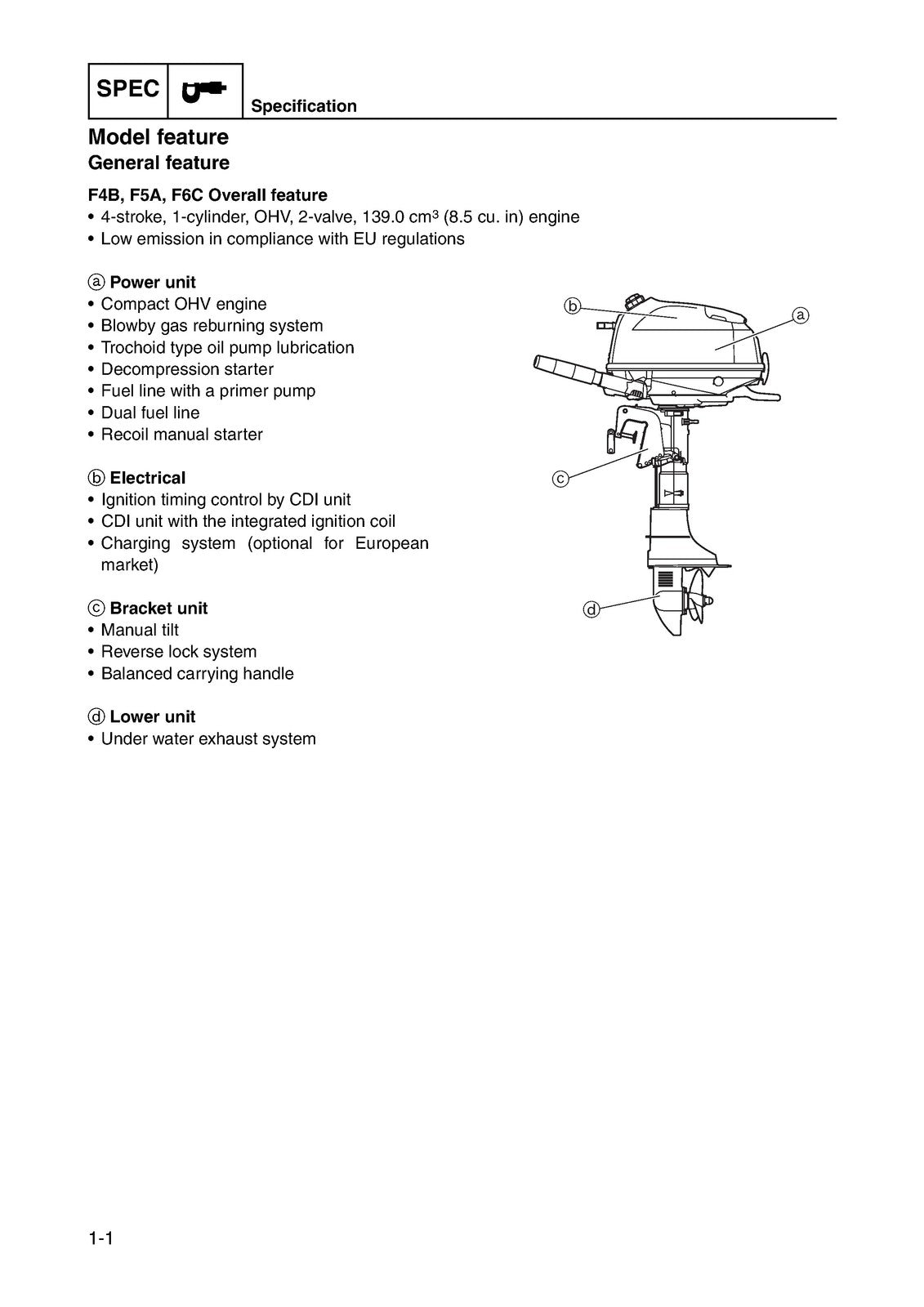 YAMAHA F4B F5A F6C Outboard Engine Service Manual - WIRE BOUND - TOUGH COVERS