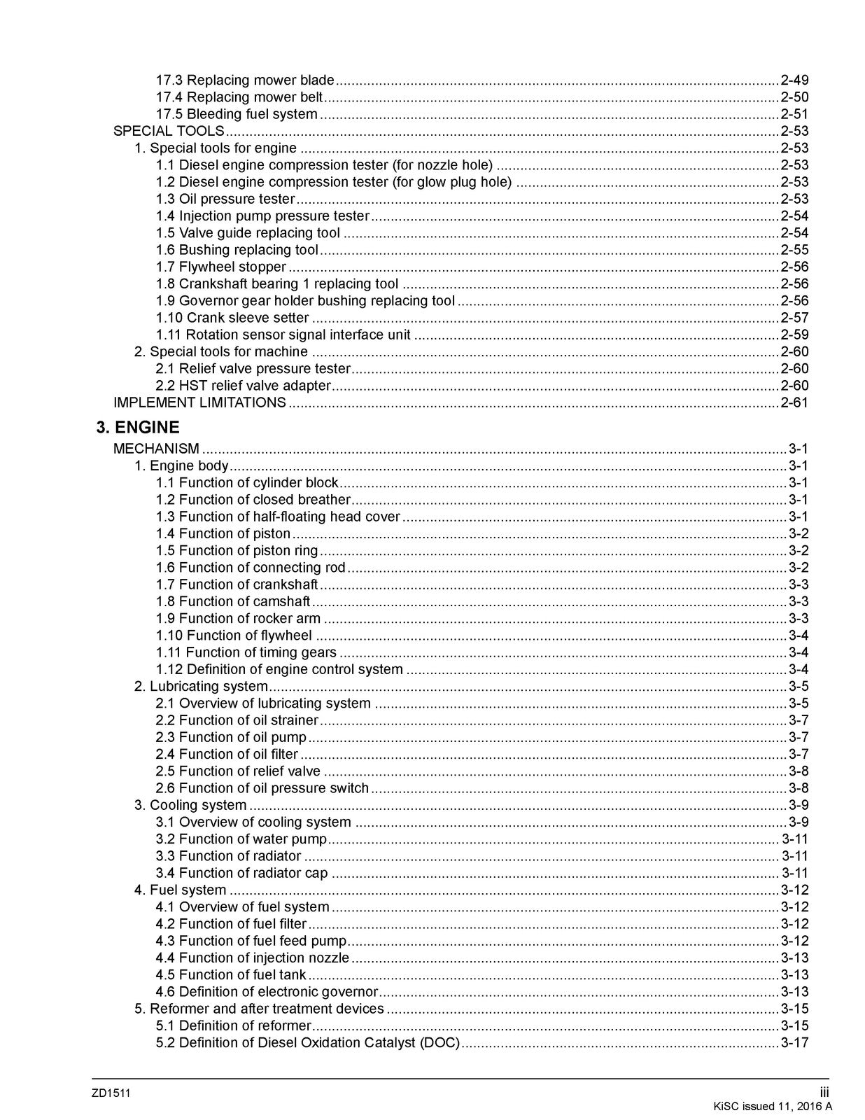 KUBOTA ZD1511 Zero Turn Workshop Manual 2016 - BOUND - COVERS - XL FOLDOUT PAGES