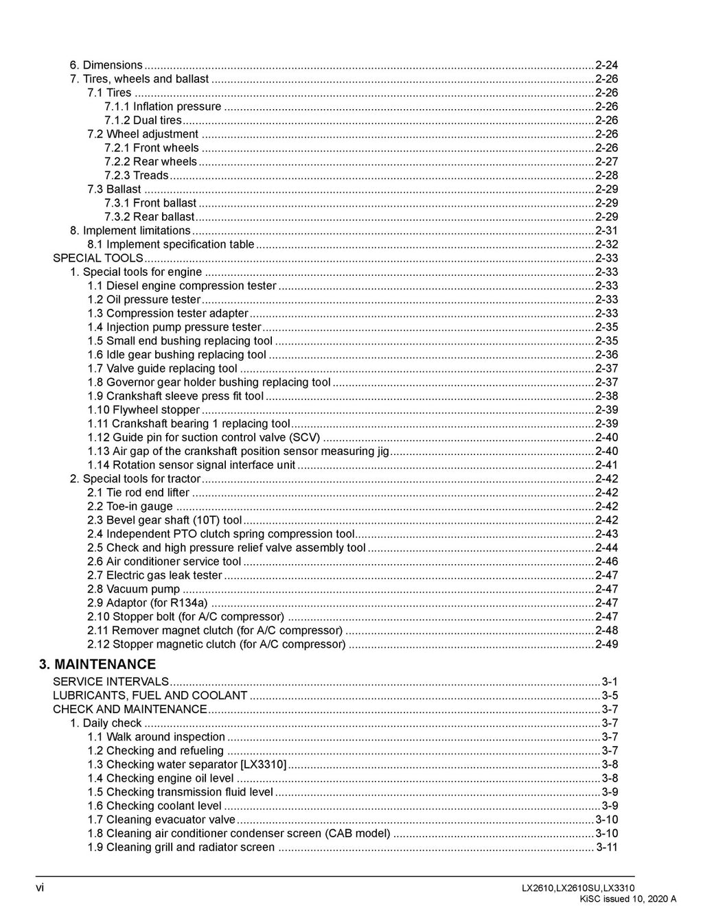 KUBOTA LX2610 LX2610SU LX3310 WORKSHOP MANUAL - BOUND - COVERS - XL FOLDOUTS