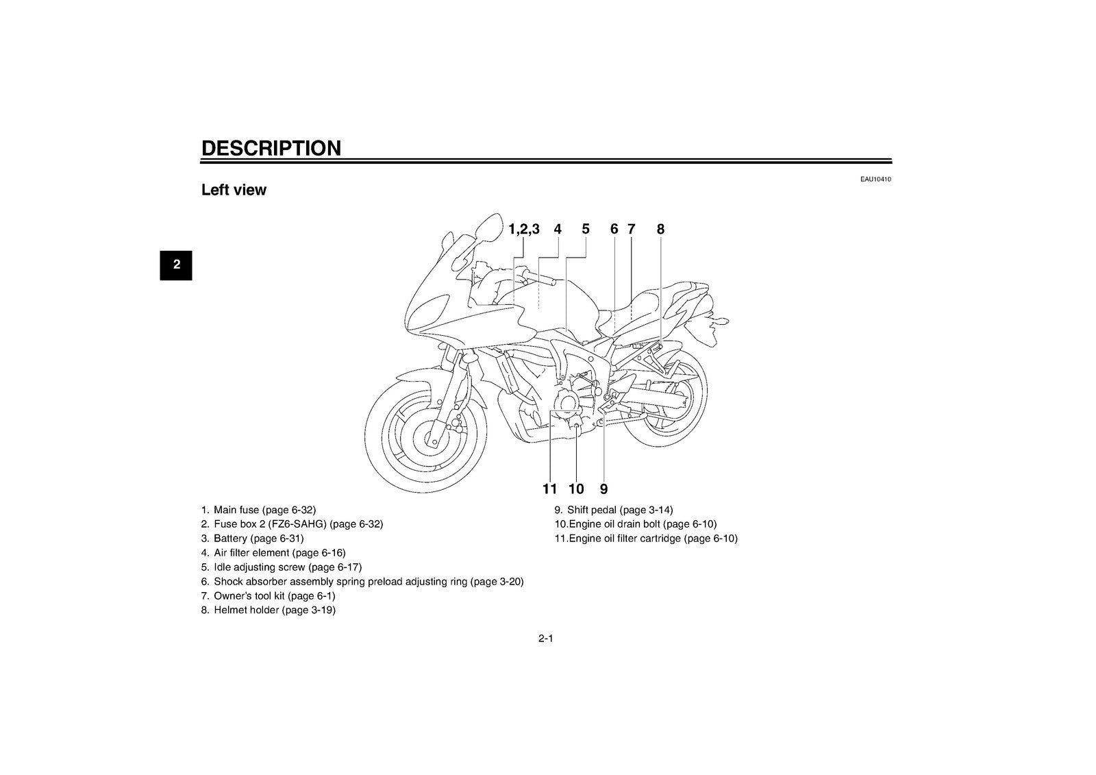 YAMAHA FZ6-SHG FZ6-SAHG Motorcycle Owners Manual 2007 - WIRE BOUND - COVERS
