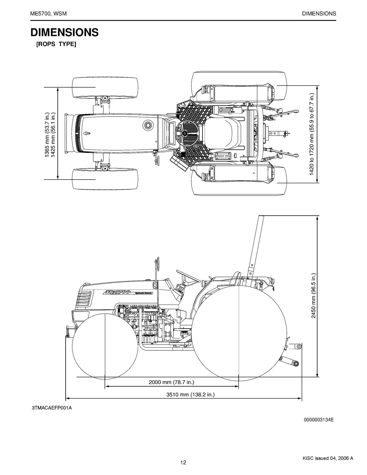KUBOTA ME5700 Tractor Workshop Manual 2006 - BOUND - COVERS - XL FOLDOUT PAGES
